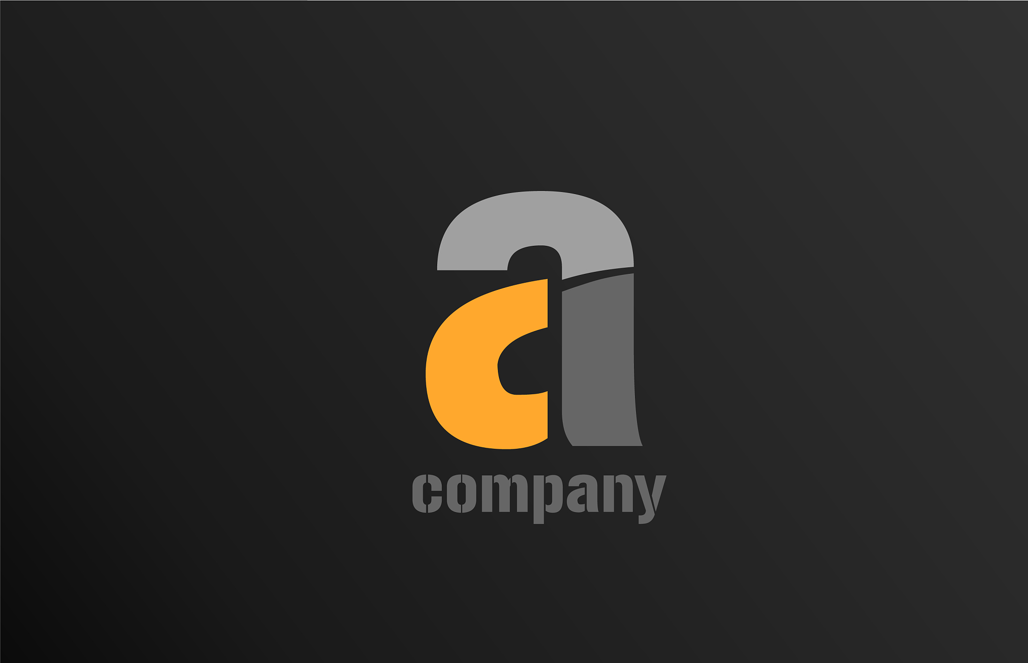 yellow grey letter a alphabet logo design icon