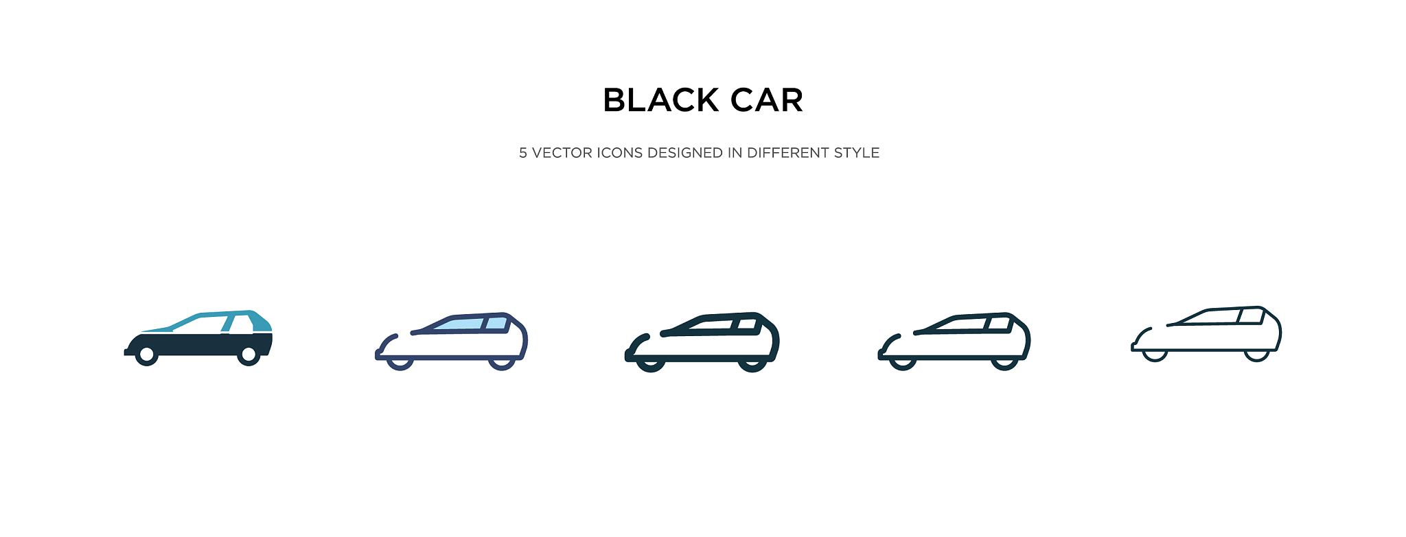 black car icon in different style two colored