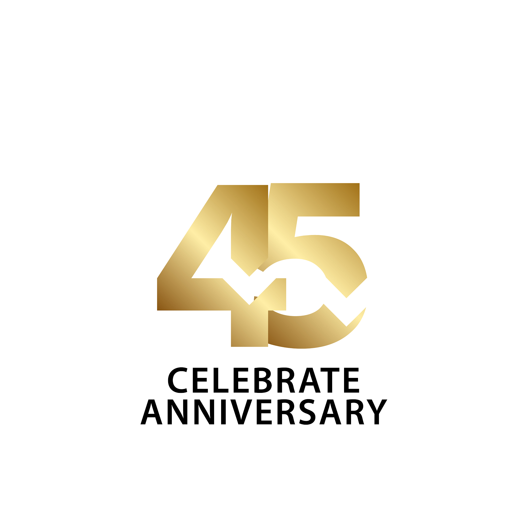 45 years anniversary celebrate gold template