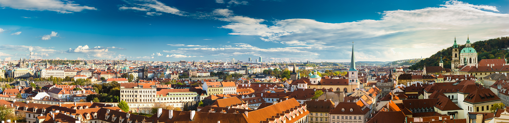 panorama, cityscape of prague, czech republic.