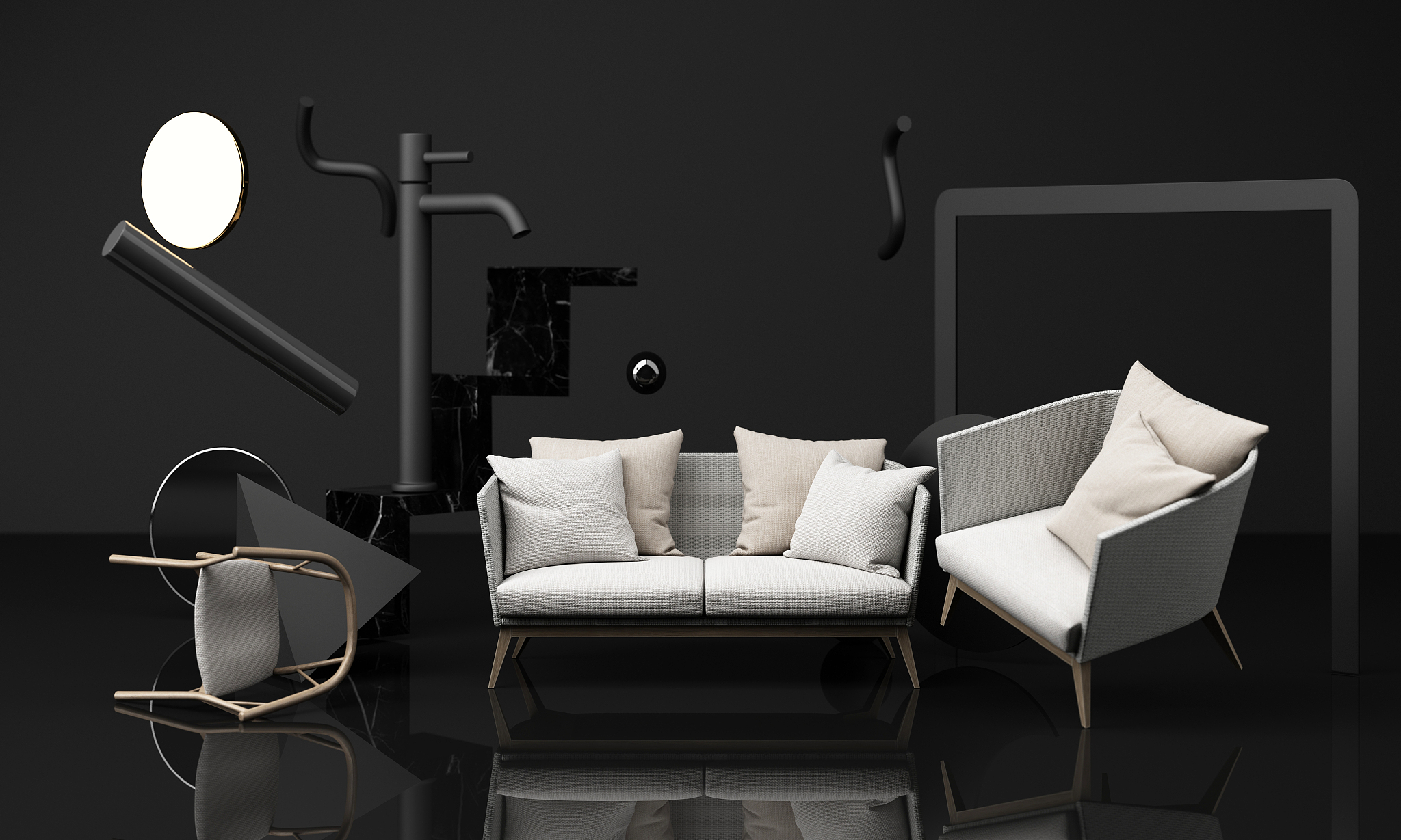 a lot of chairs and coffee table wooden texture with fabric in b