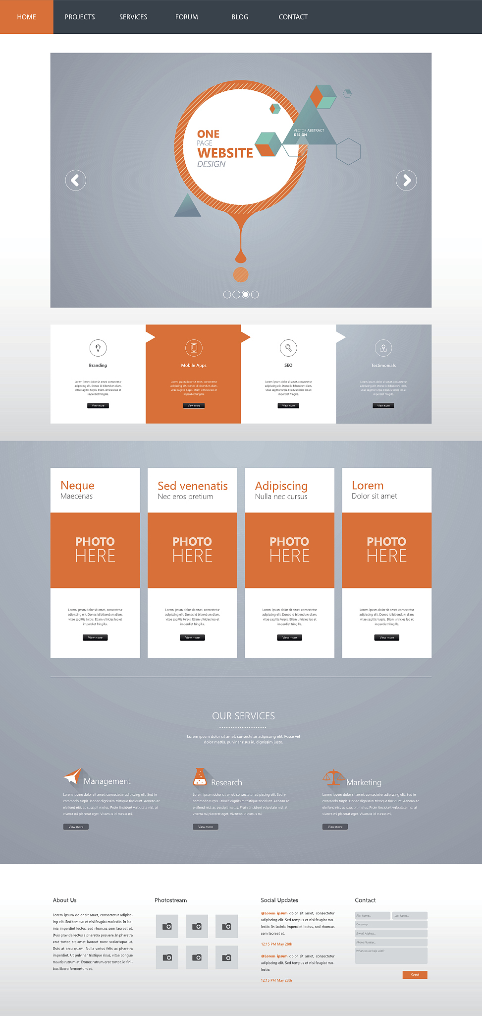 one page website template design