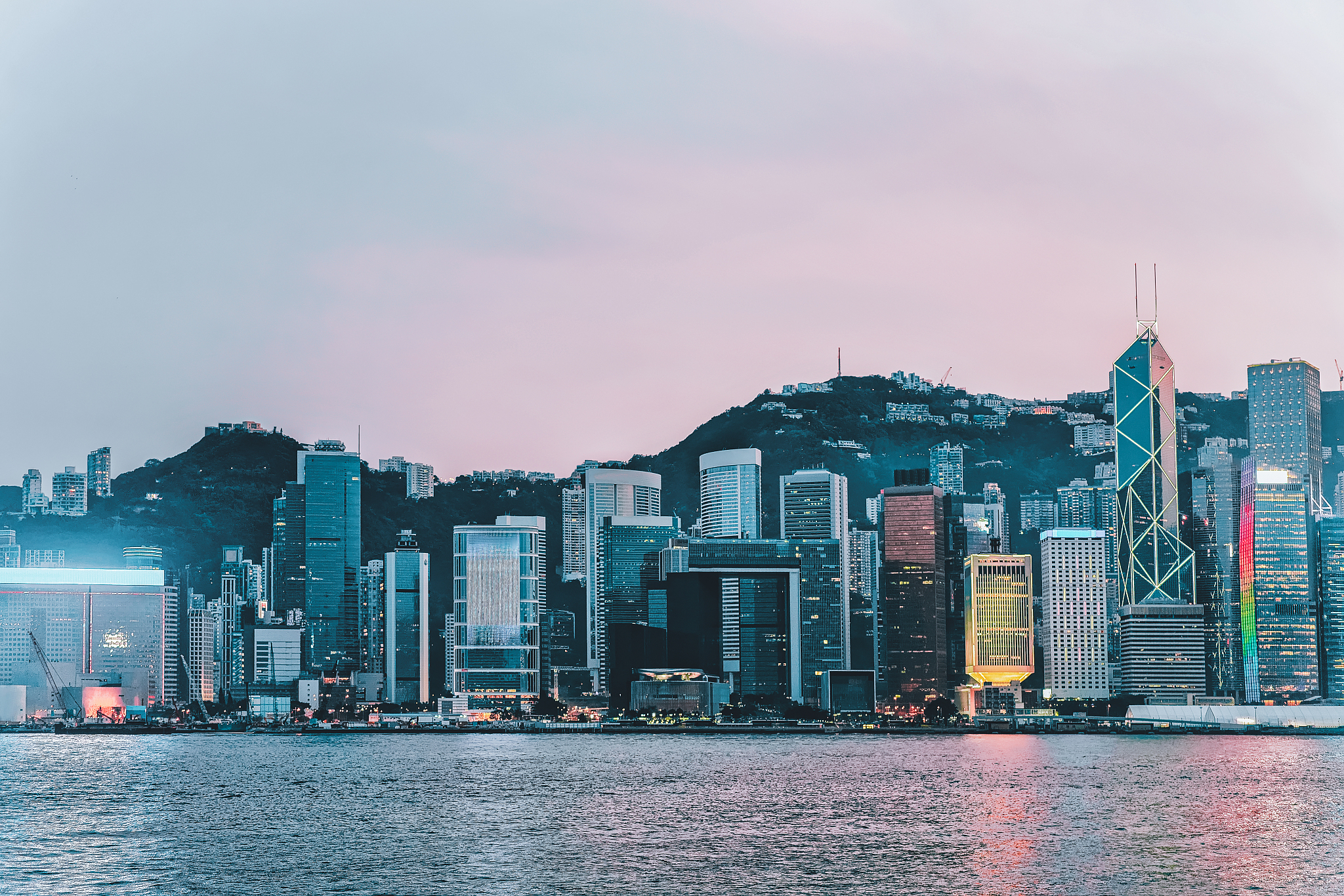 skyline and victoria harbor
