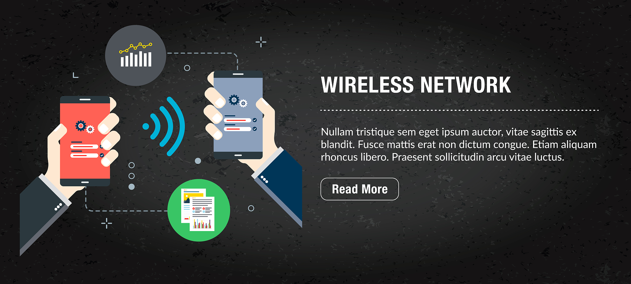 wireless network, banner internet with icons in vector.