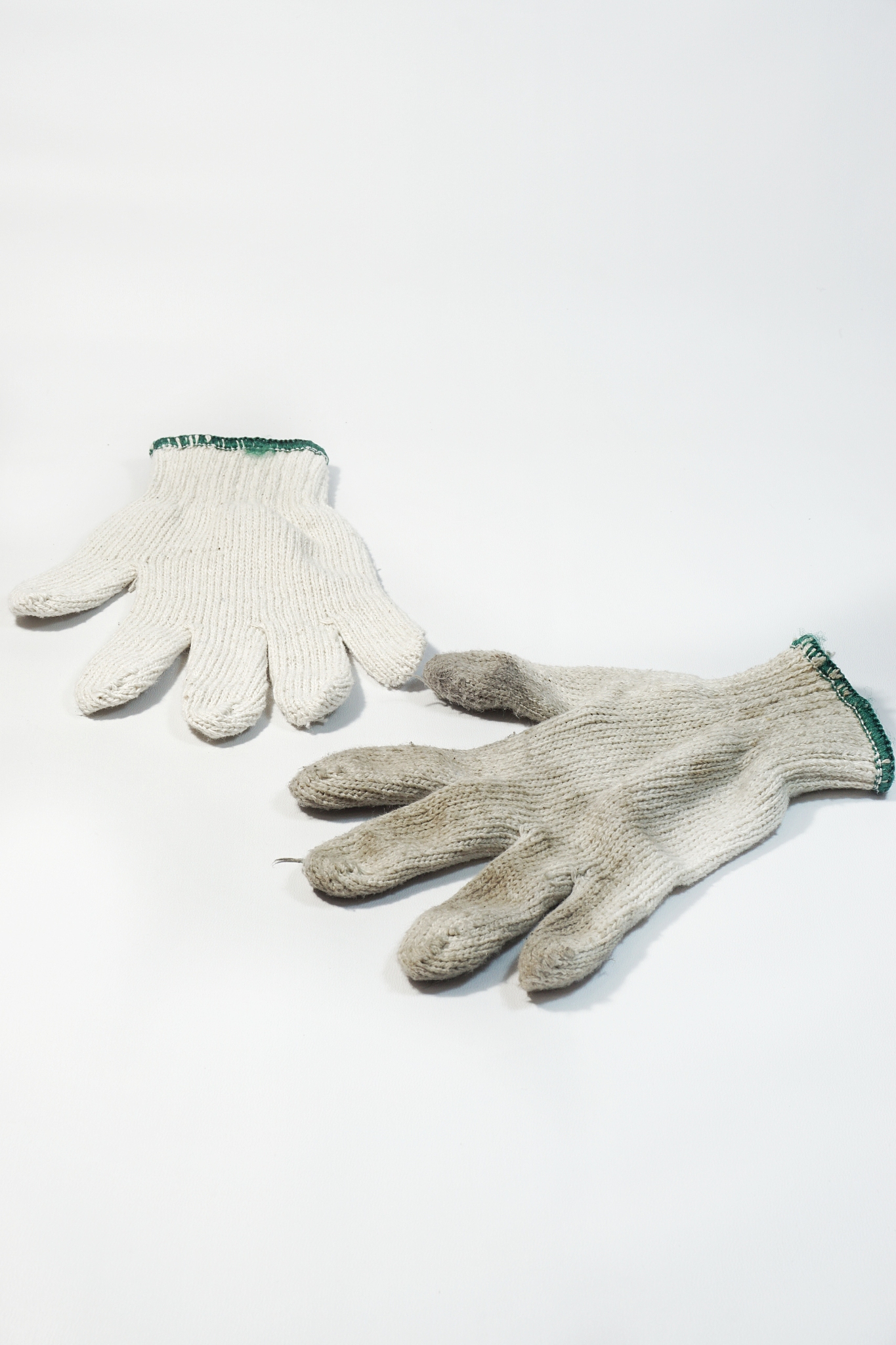 close-up of woolen gloves on white background