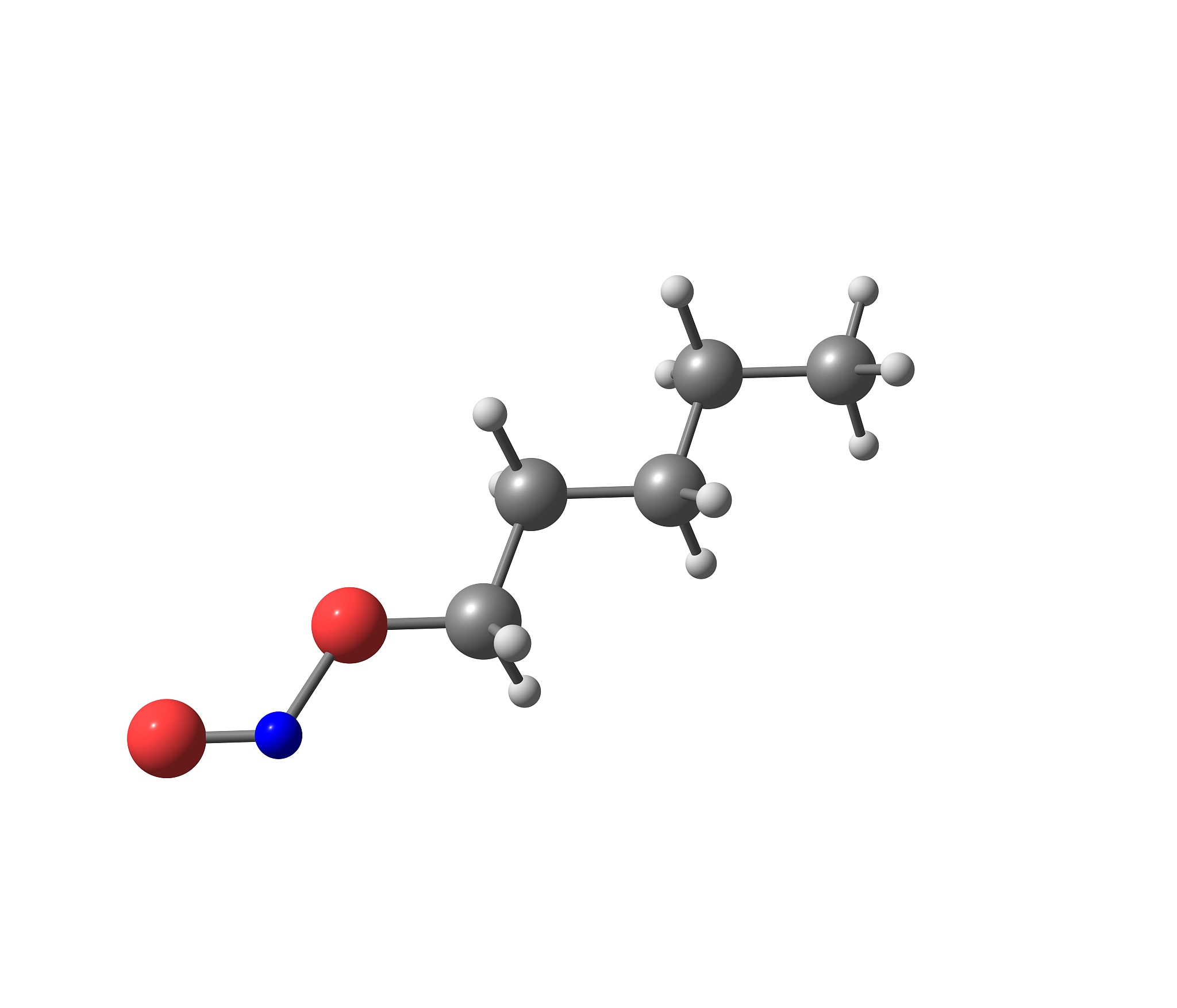 amyl nitrite molecular structure isolated on white