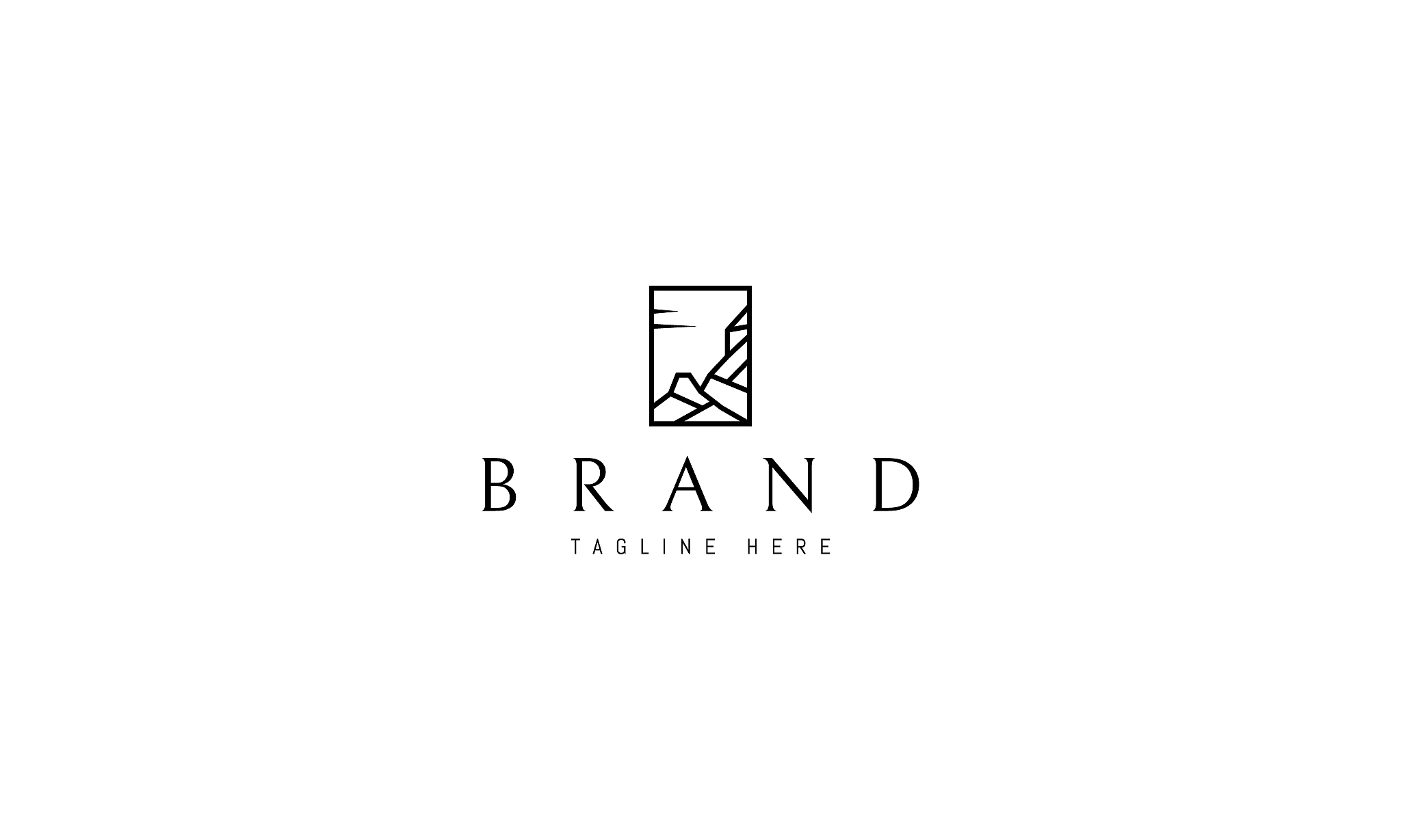 vector logo on which the abstract image of mountains in a linear