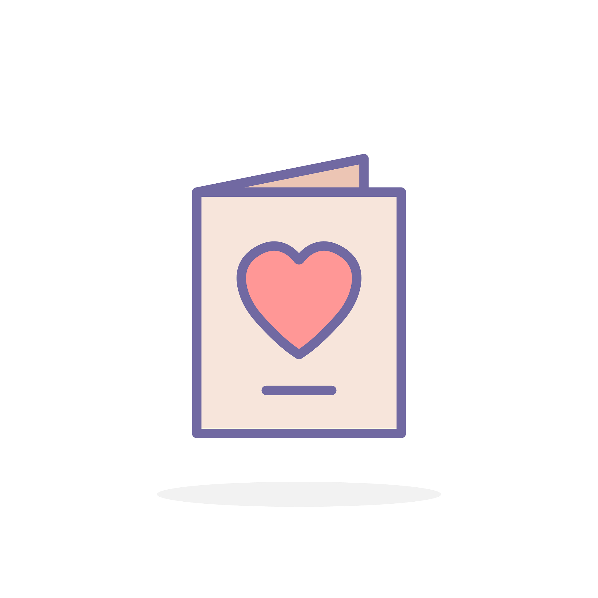 greeting card icon in filled outline style.