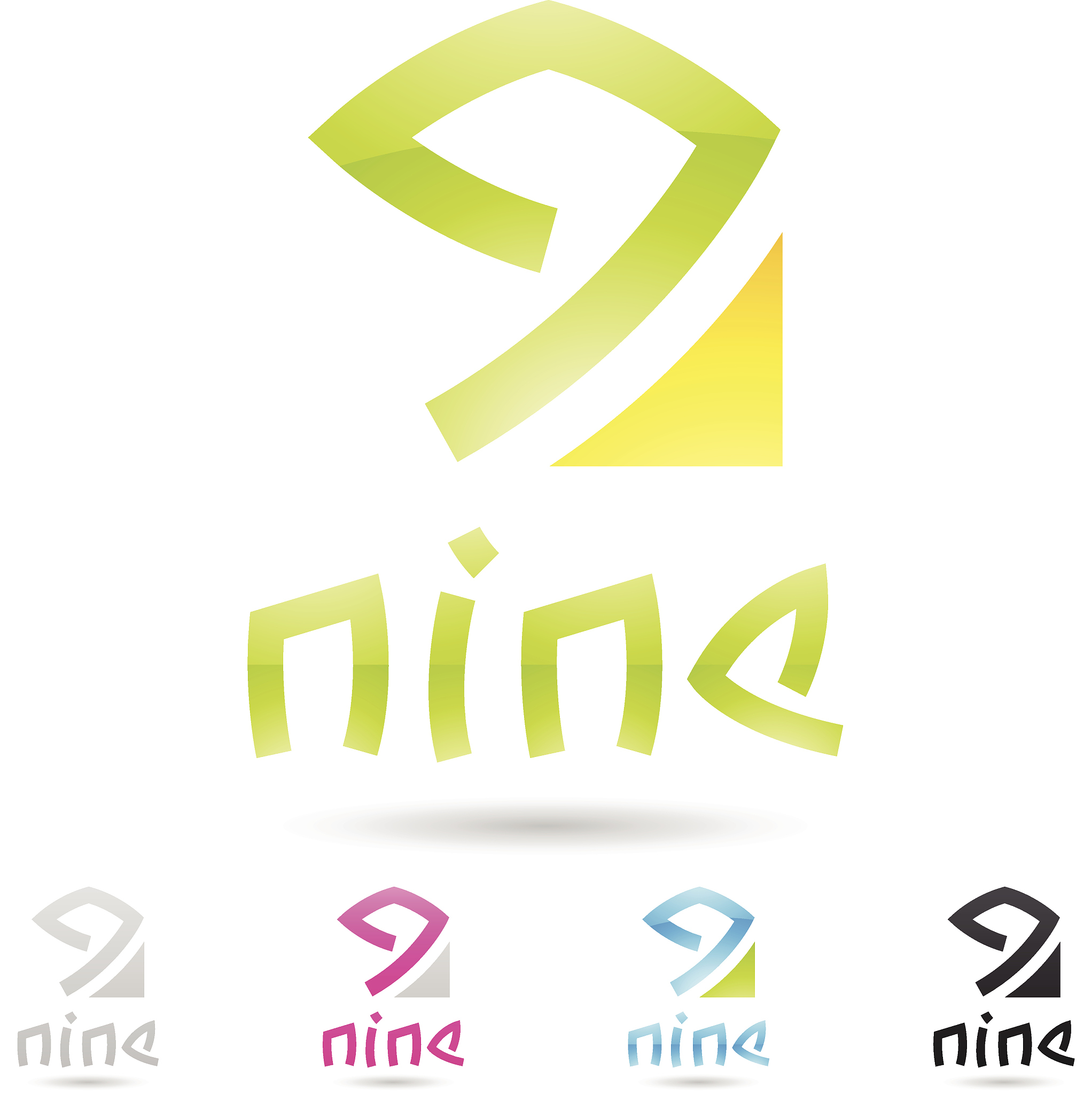 colorful and abstract icons for number 9