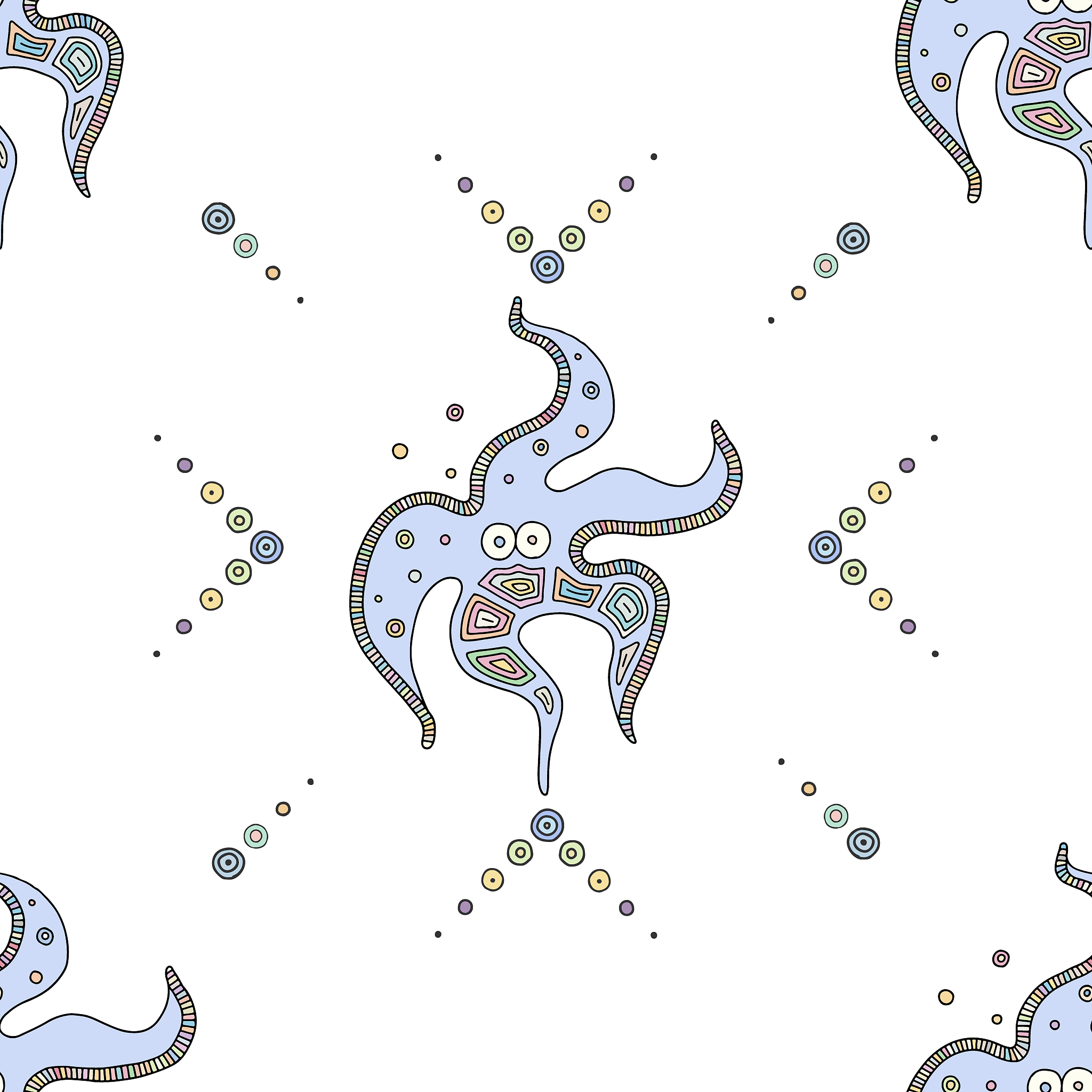 vector hand drawn colorful seamless pattern, illustration of sta