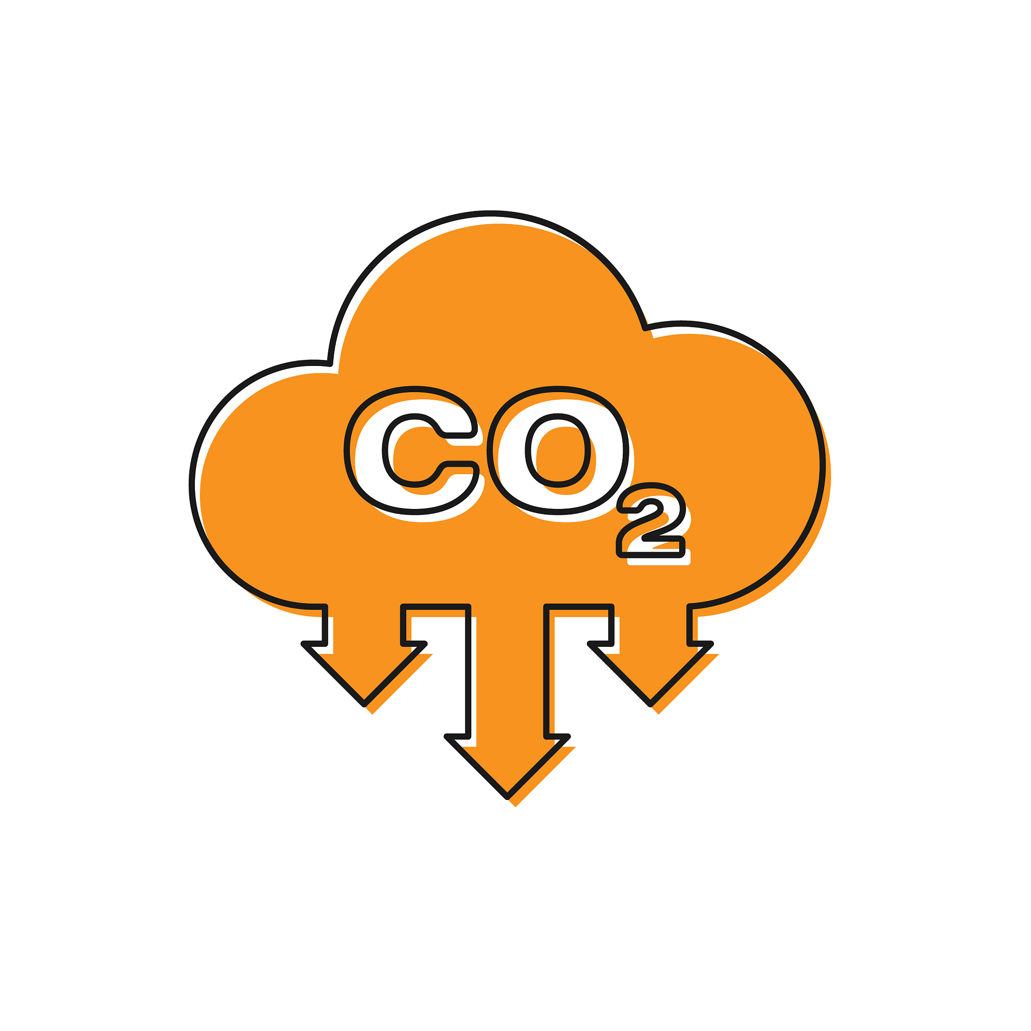 orange co2 emissions in cloud icon isolated on