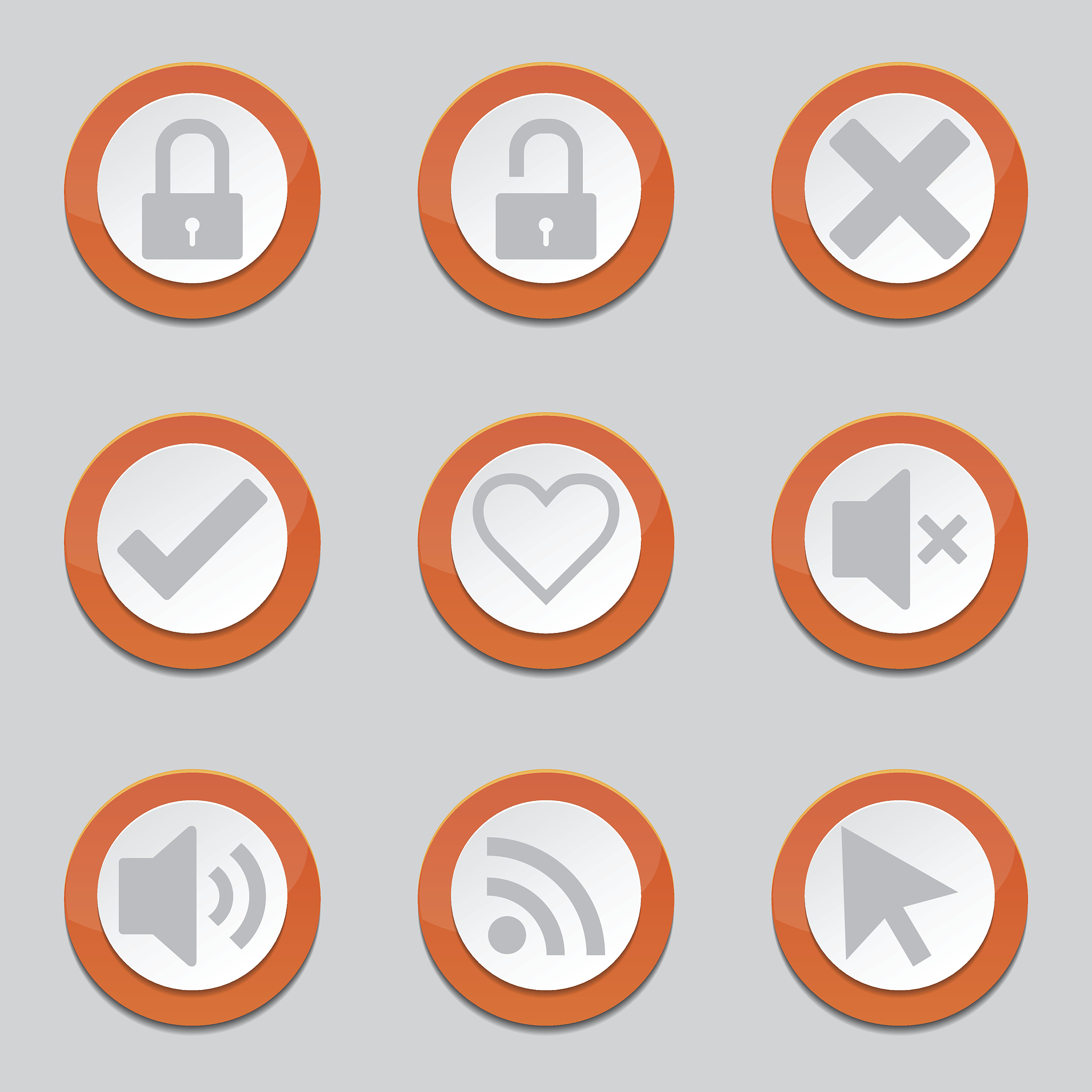 seo internet sign orange vector button icon design set 4