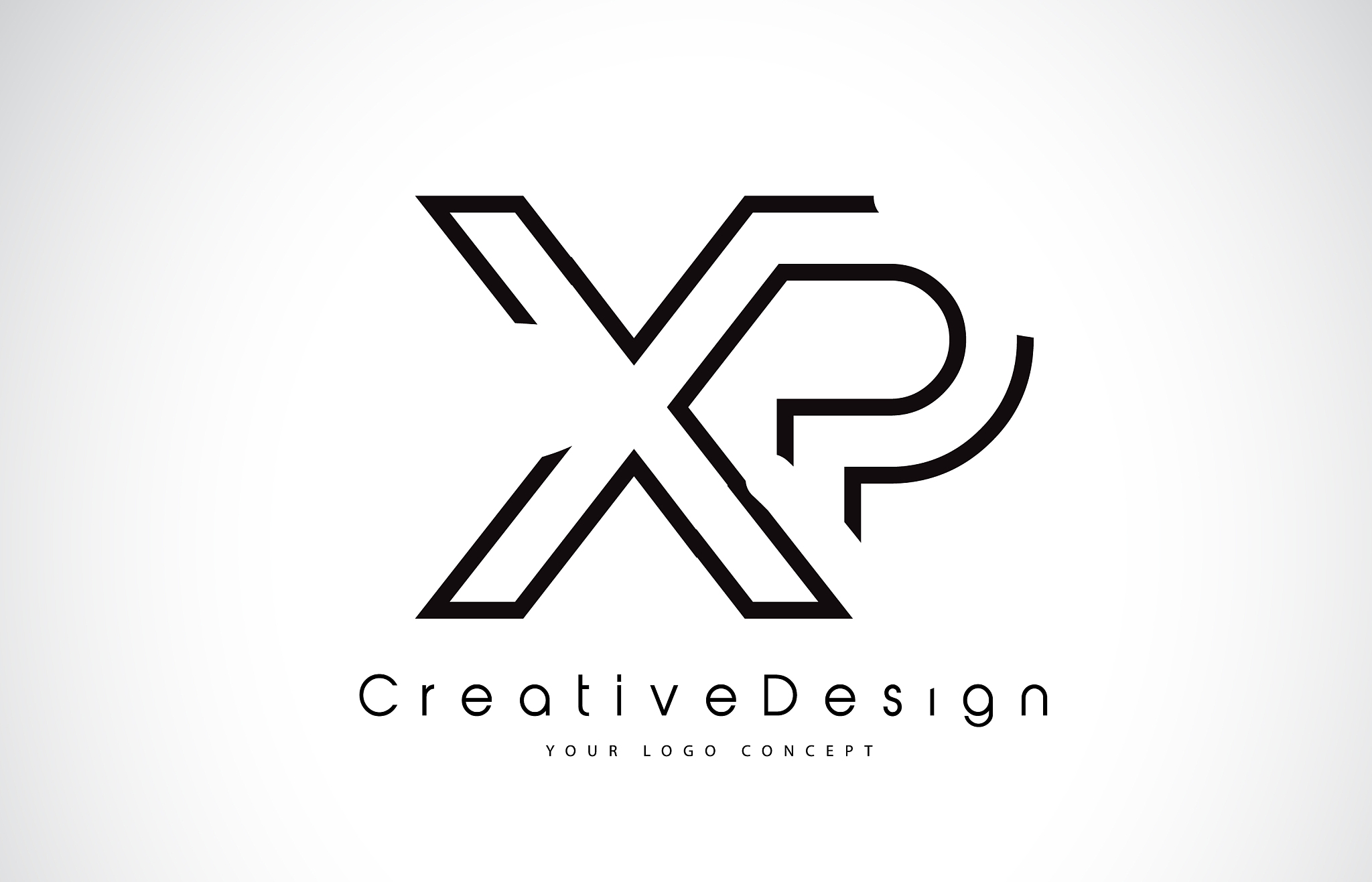 xp x p letter logo design in black colors