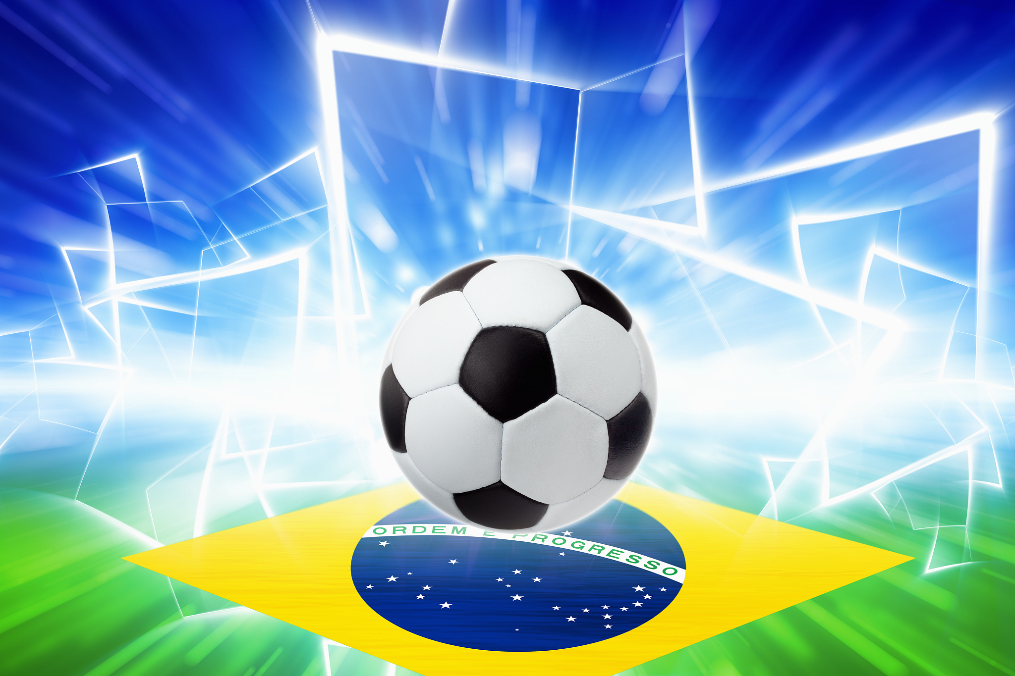 soccer ball, brazil flag
