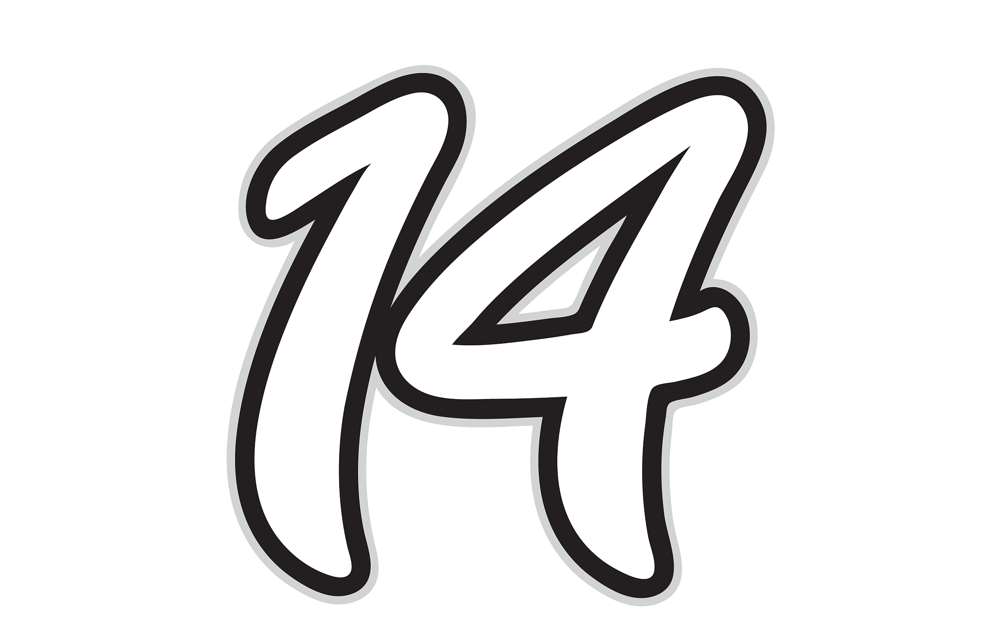 14 black and white number logo icon design