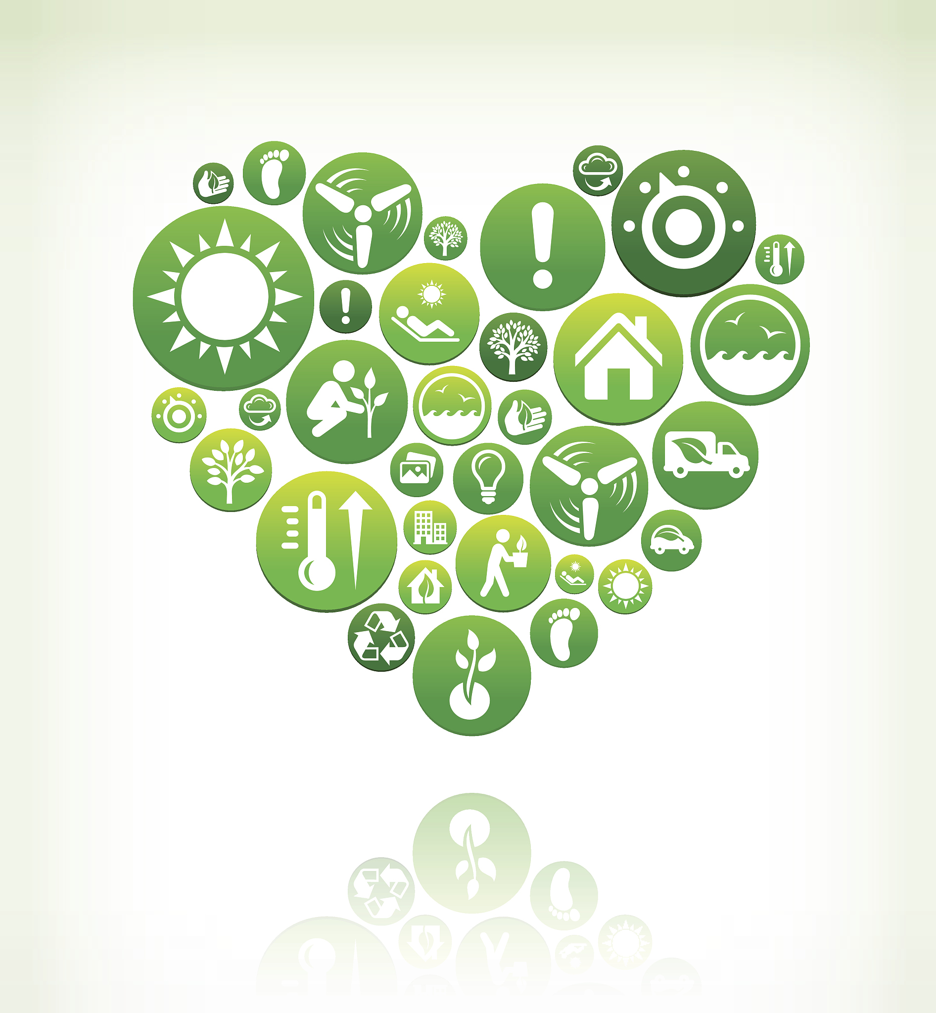 heart environmental conservation green vector button pattern.