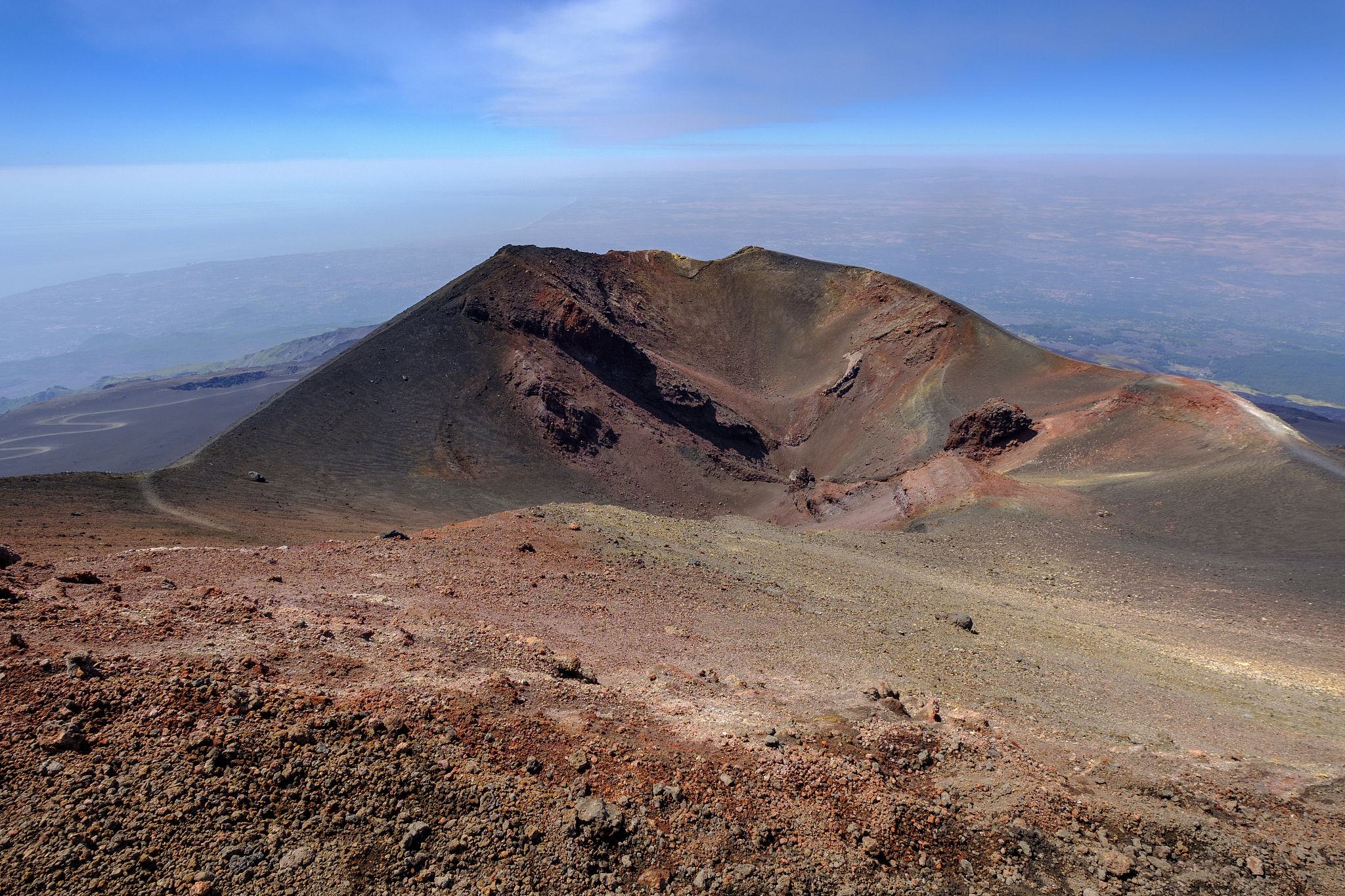 italy, sicily, mount etna, volcanic crater, lava fields