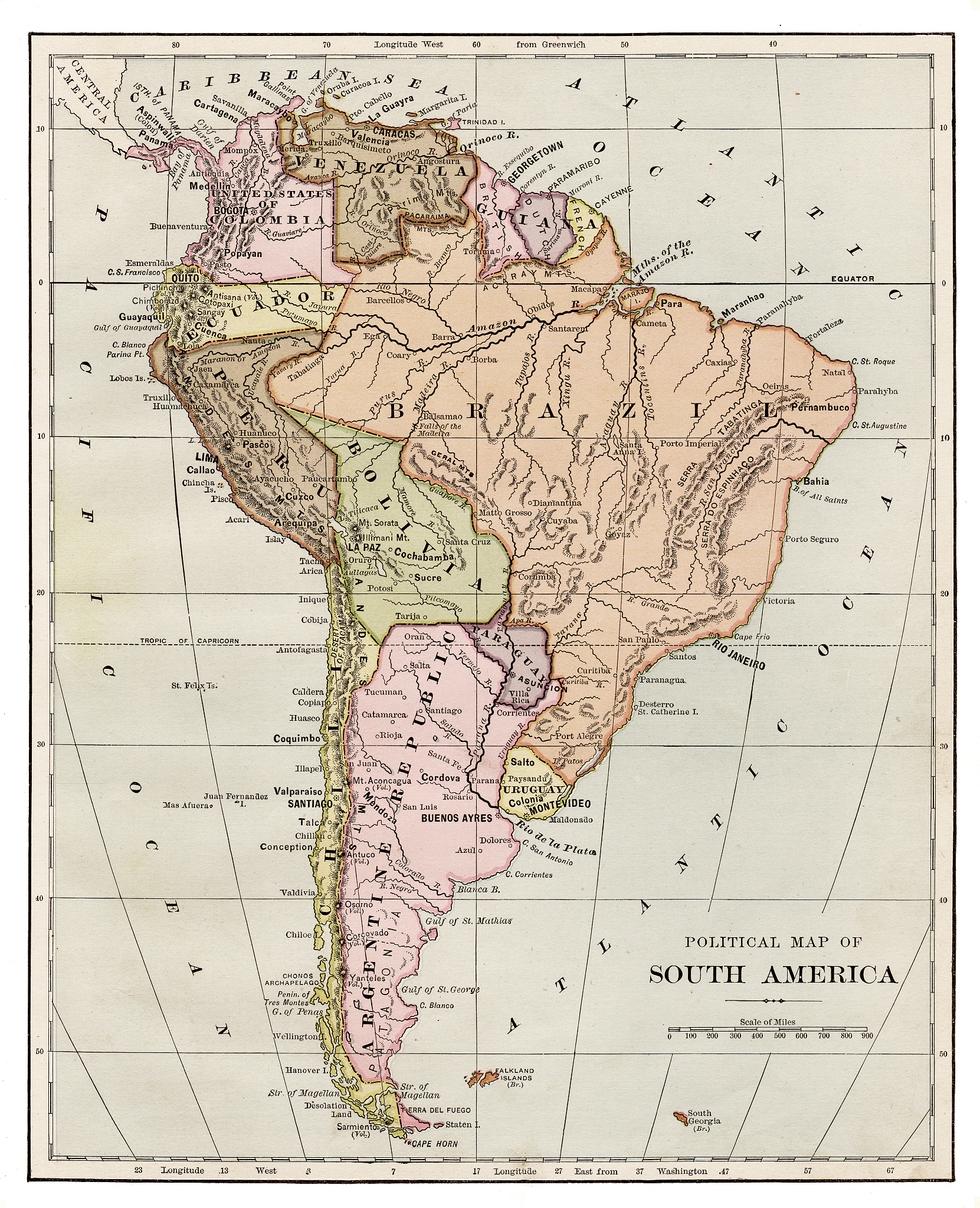 map of south america 1889