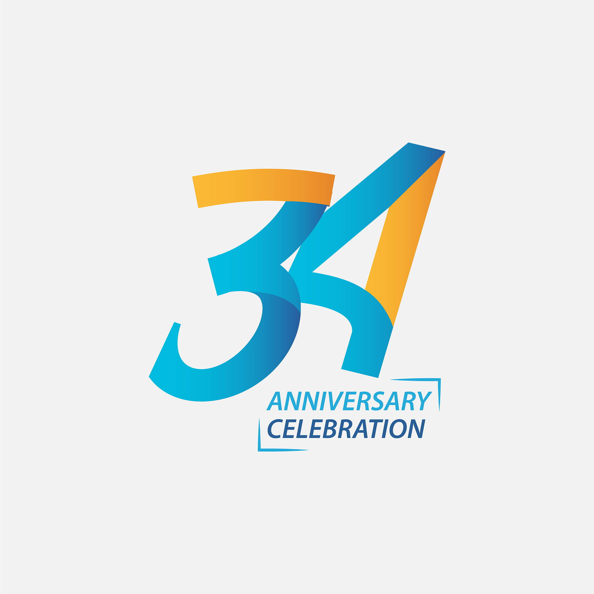 34 year anniversary celebration template design