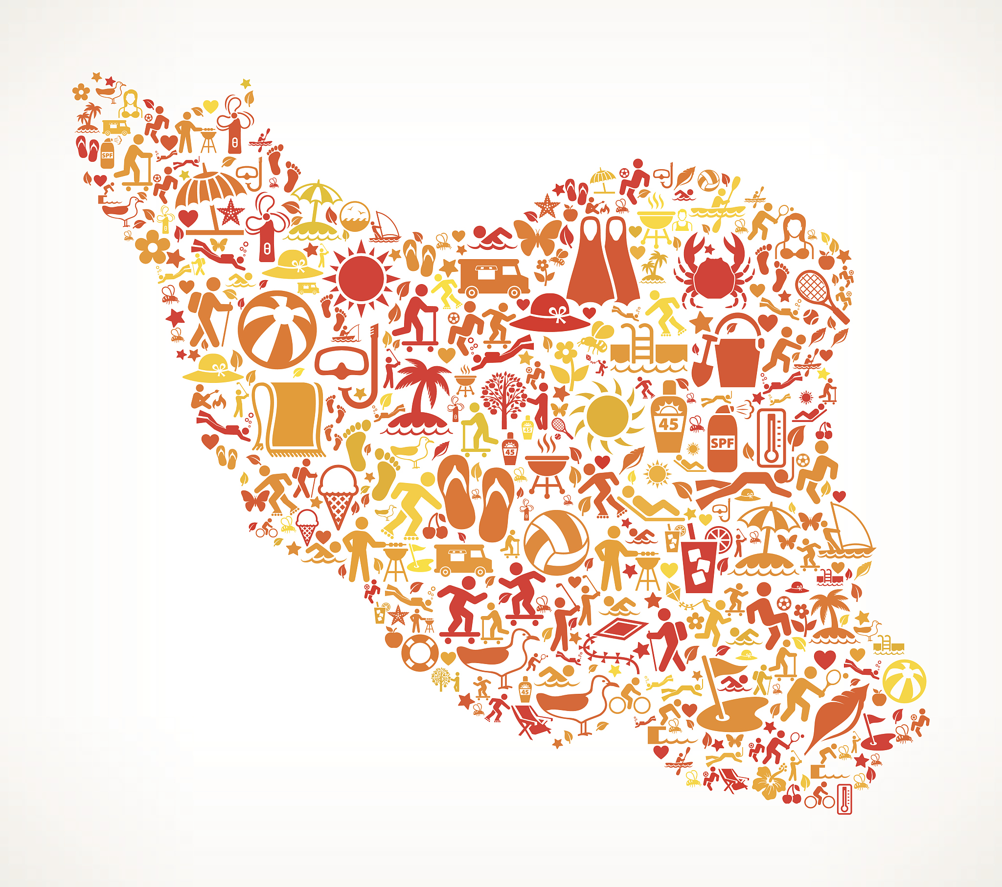 iran map on summer pattern background