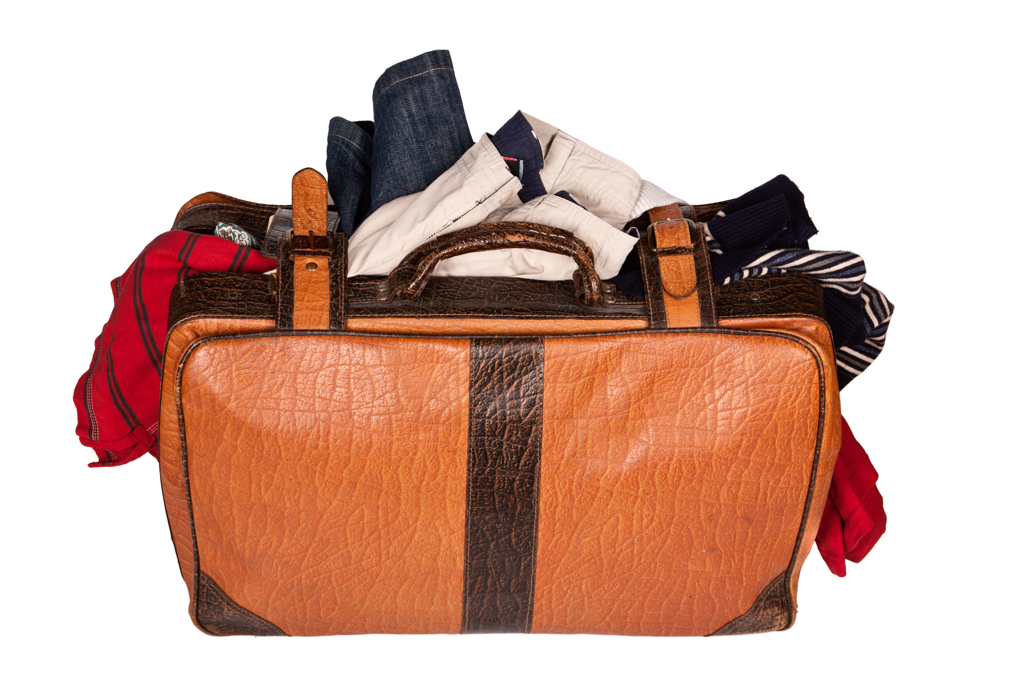 overstuffed baggage isolated