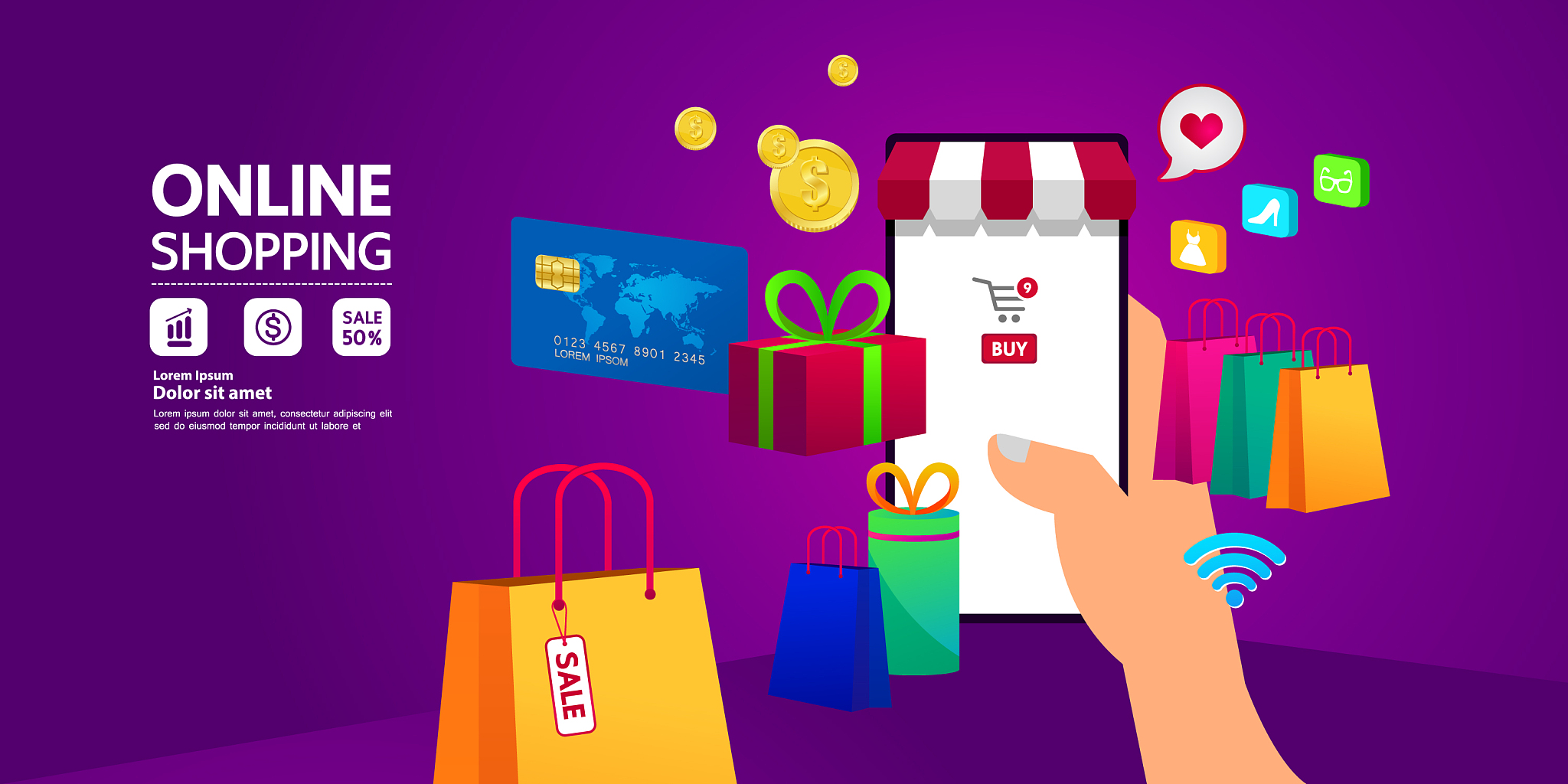 shopping online on website or mobile application