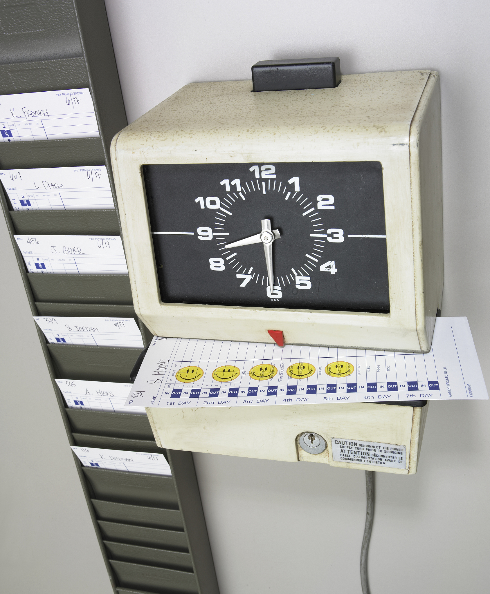 time clock and time card