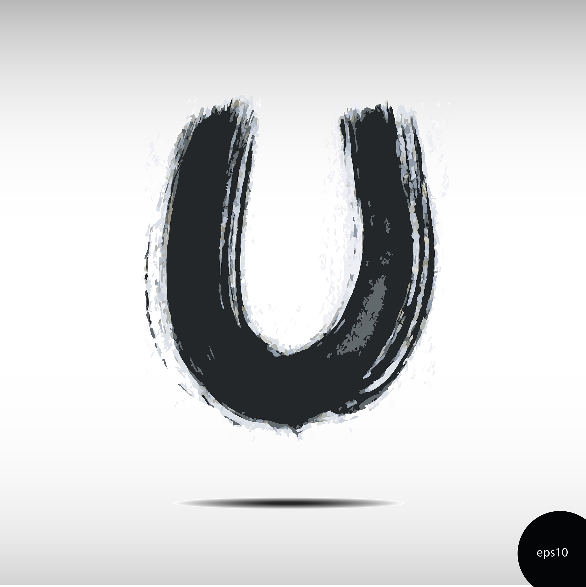 calligraphic watercolor letter u