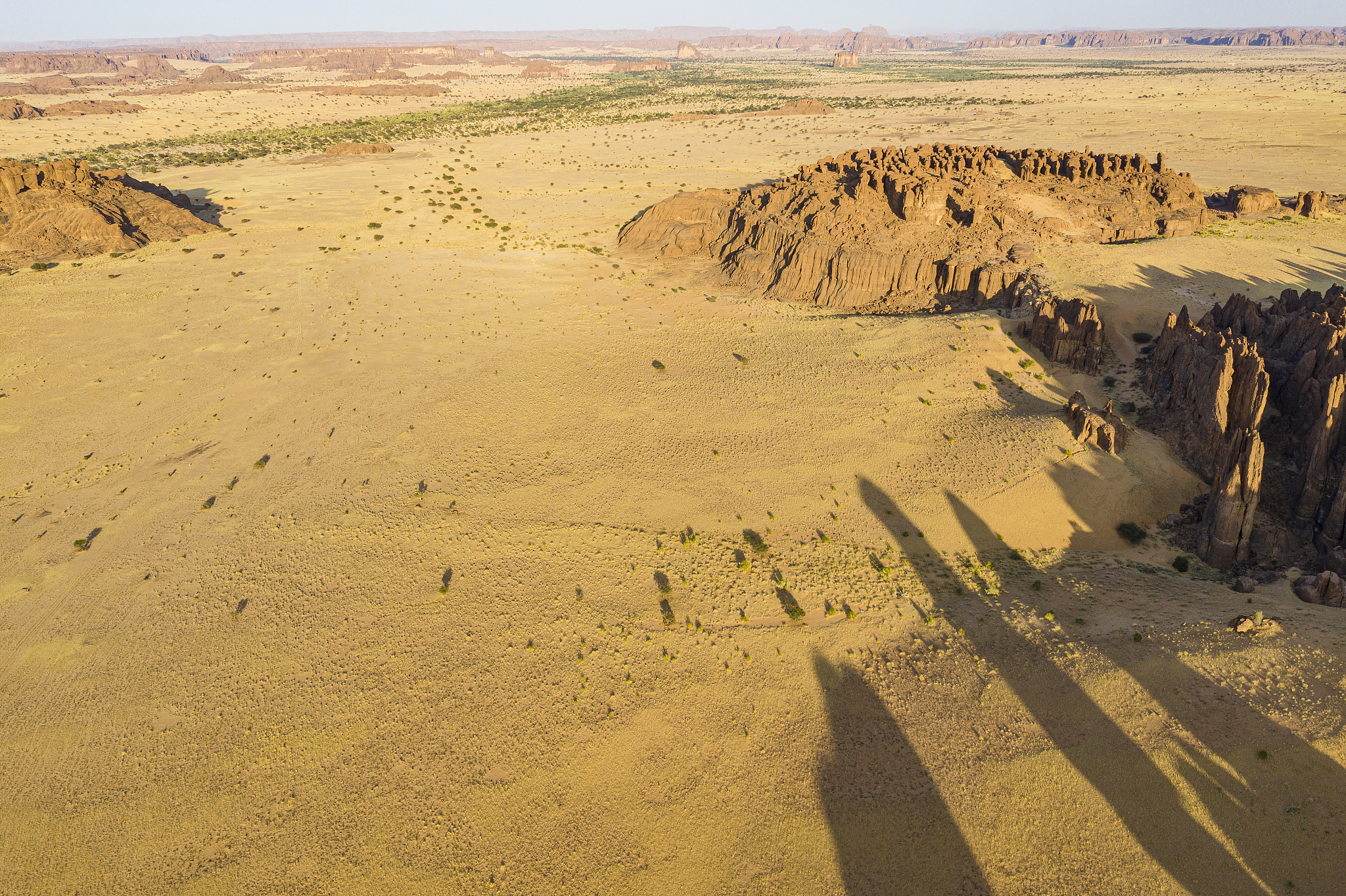 aerial view of the ennedi massif, sahara, chad