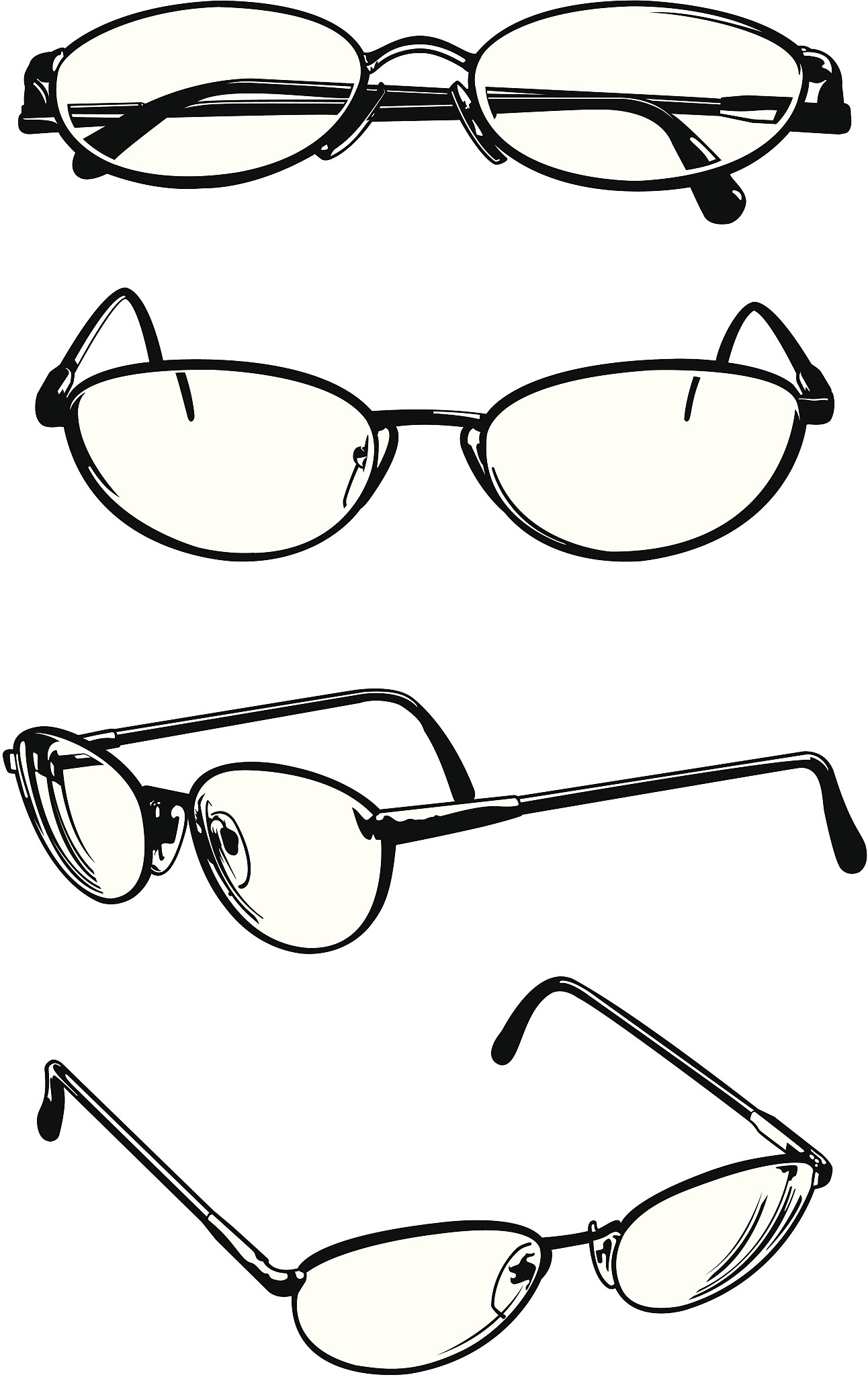 collection of four hand drawn spectacles