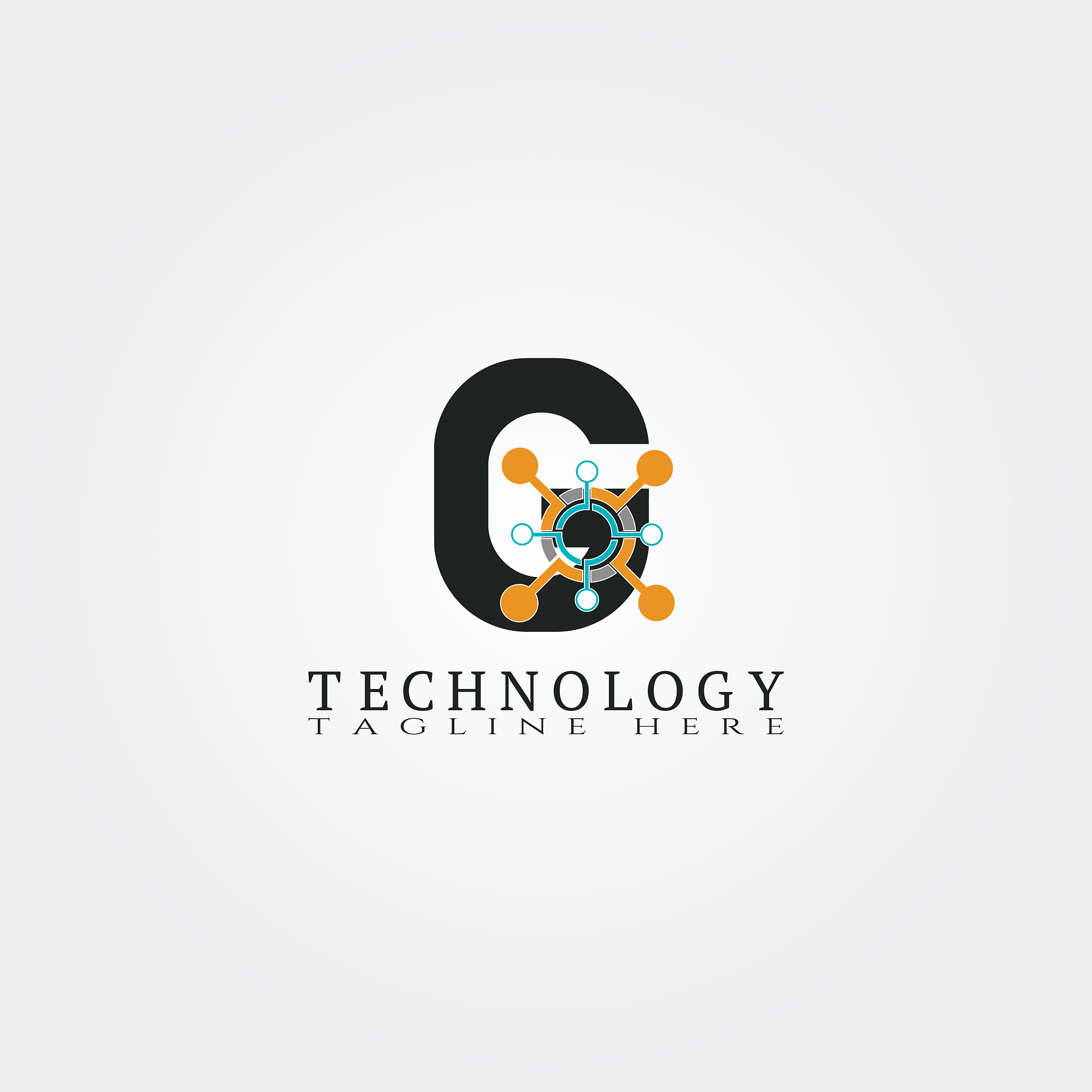 technology icon template with g letter creative