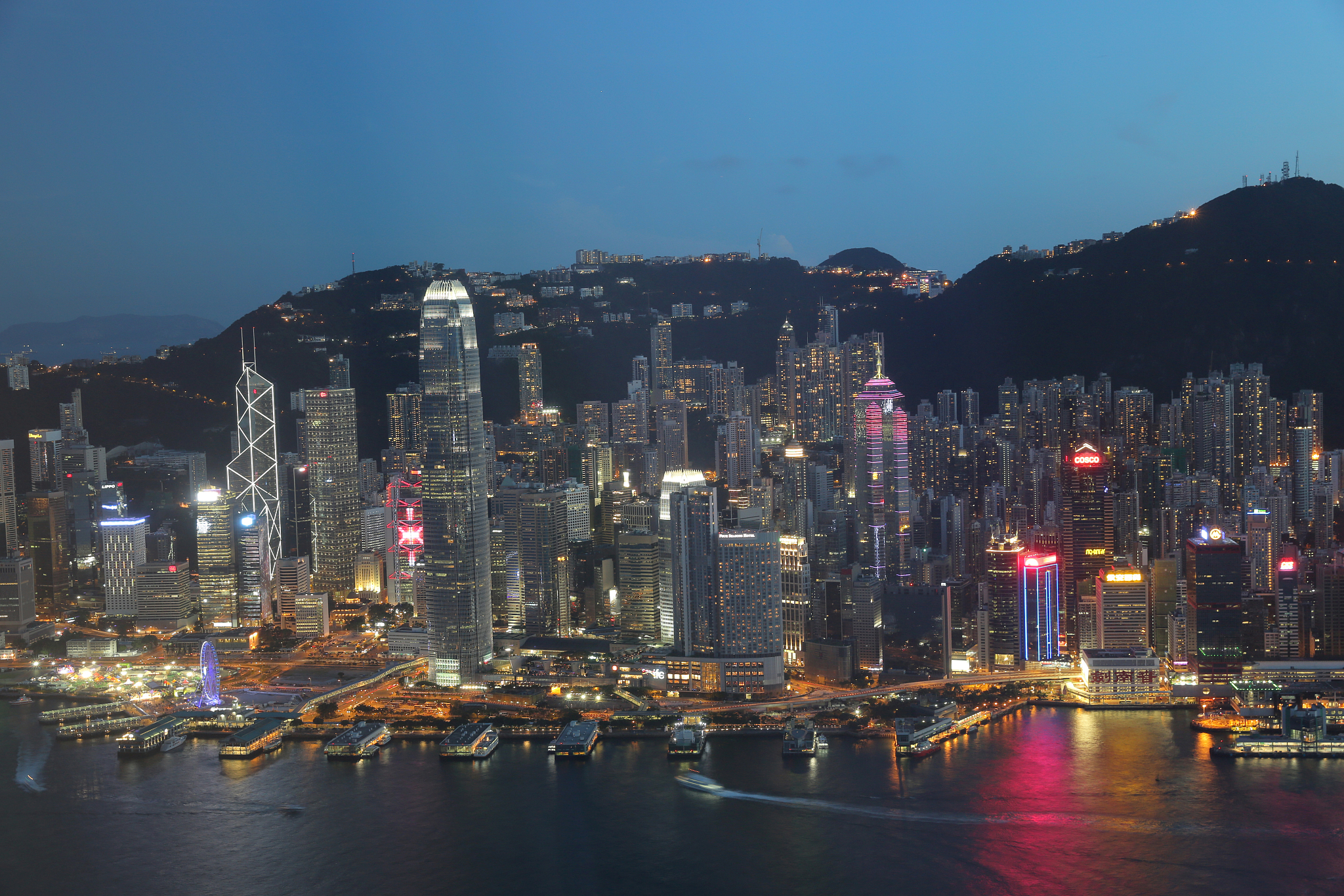 hong kong night city skyline