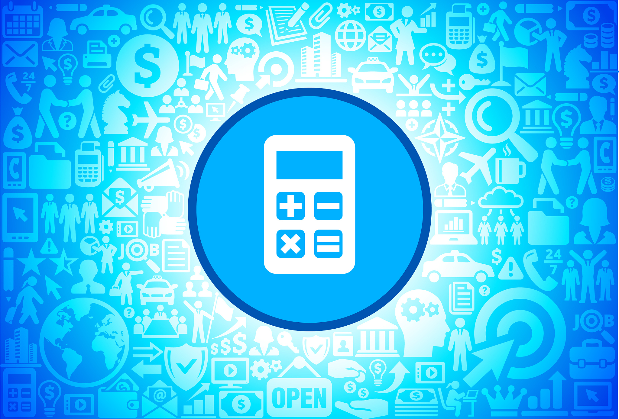 calculator icon on business and finance vector background
