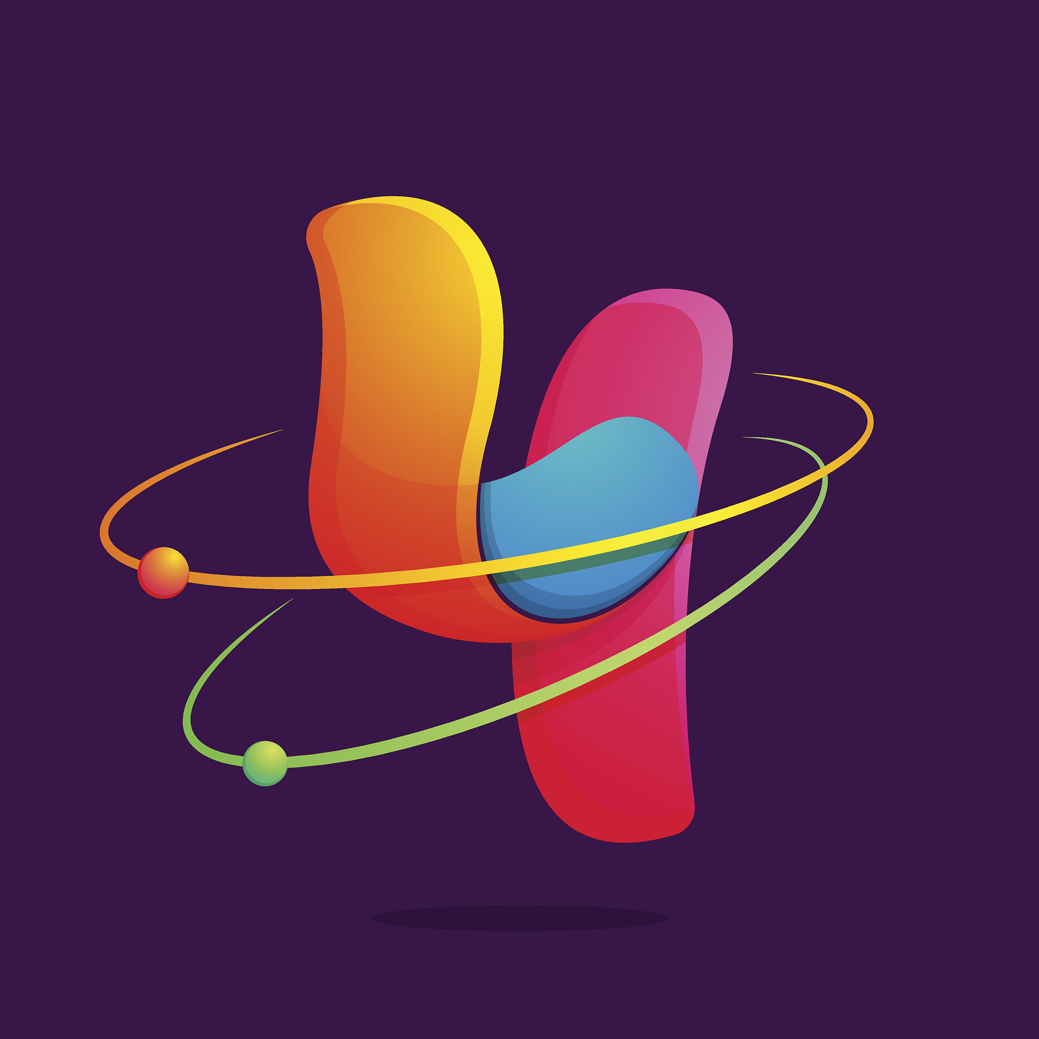 number four icon with atoms orbits.