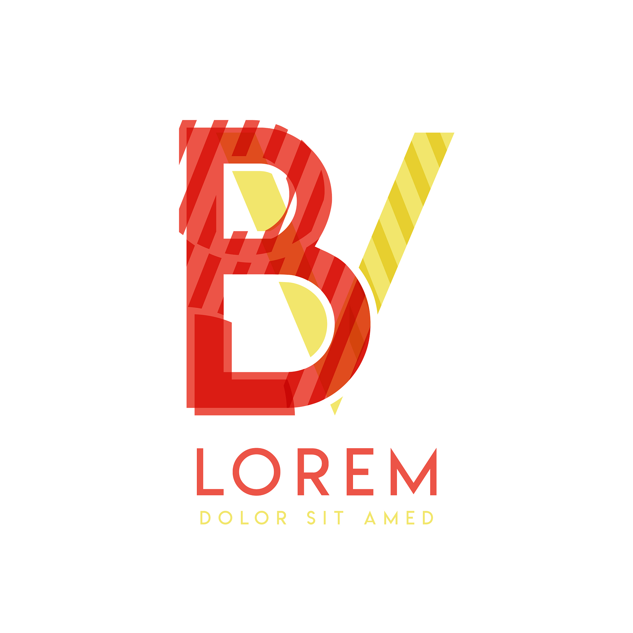 vb colorful logo design with pink orange and gray