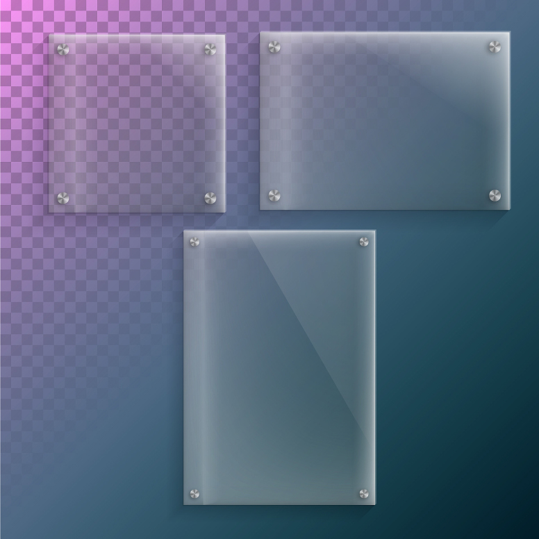 realistic glass plate mockup set