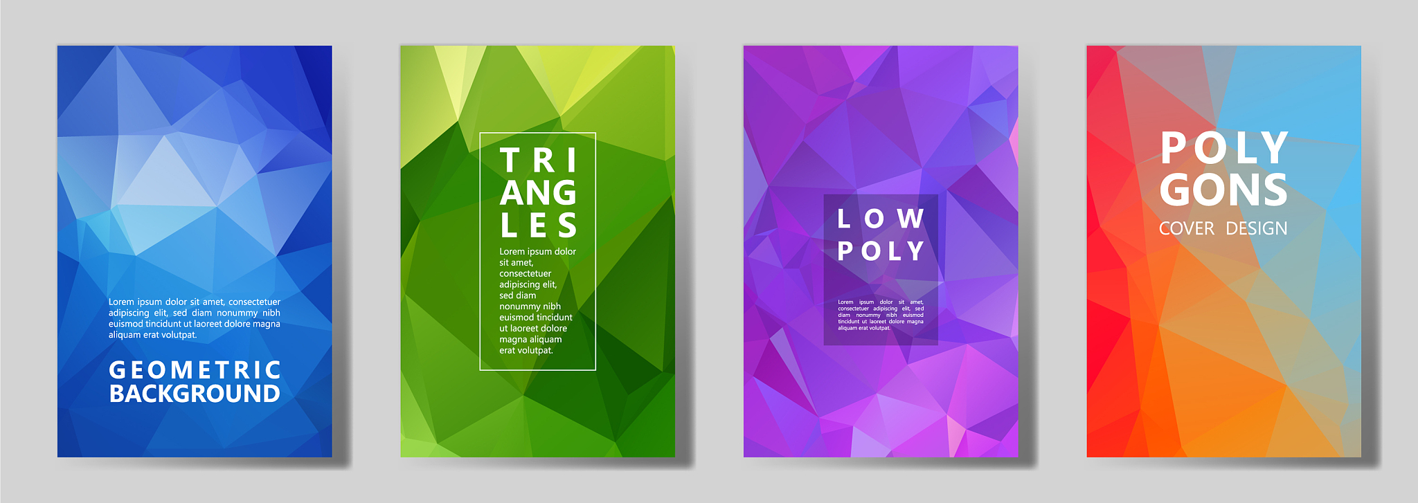 facet polygonal abstract cover pages low poly set