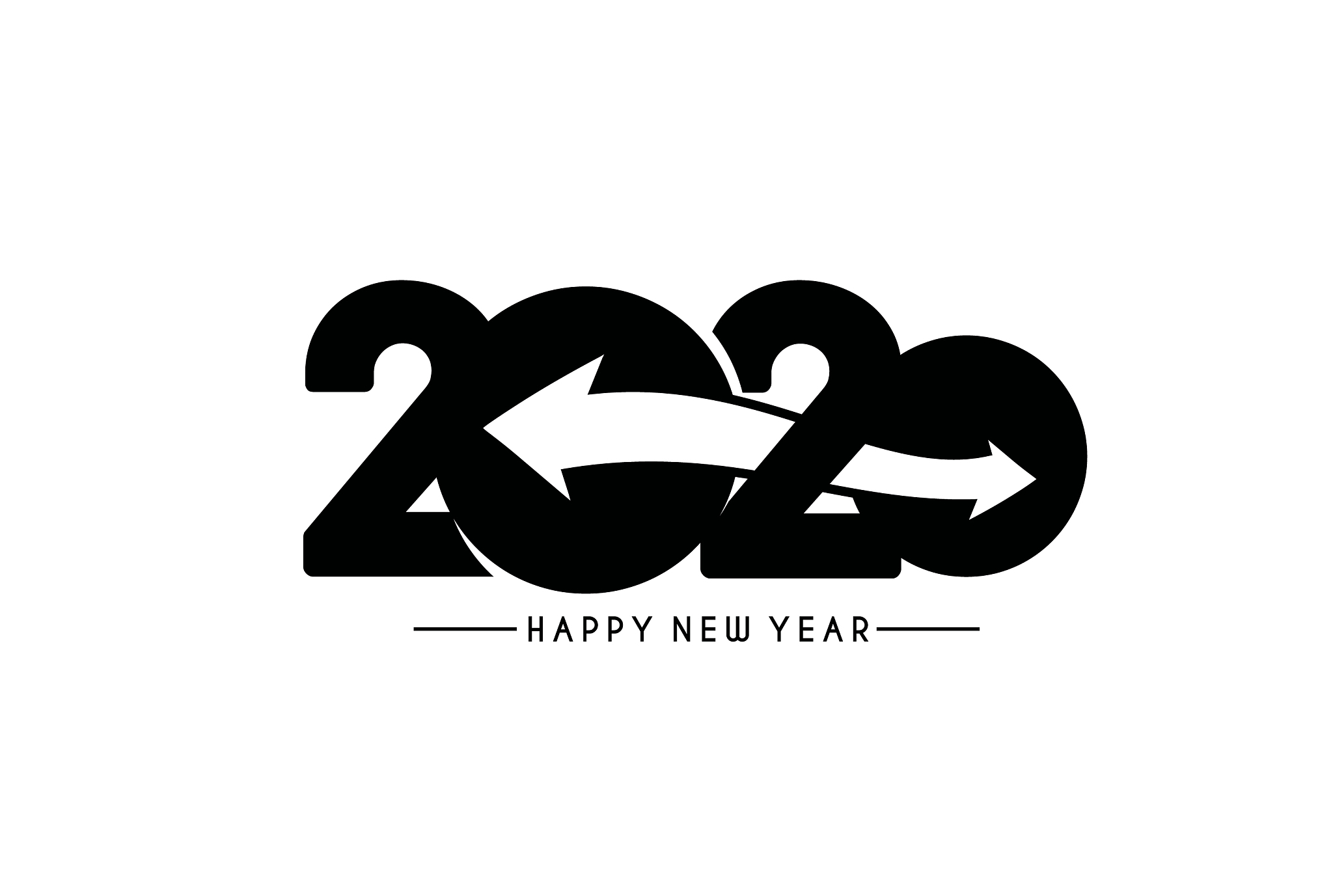 happy new year 2020 text typography design patter