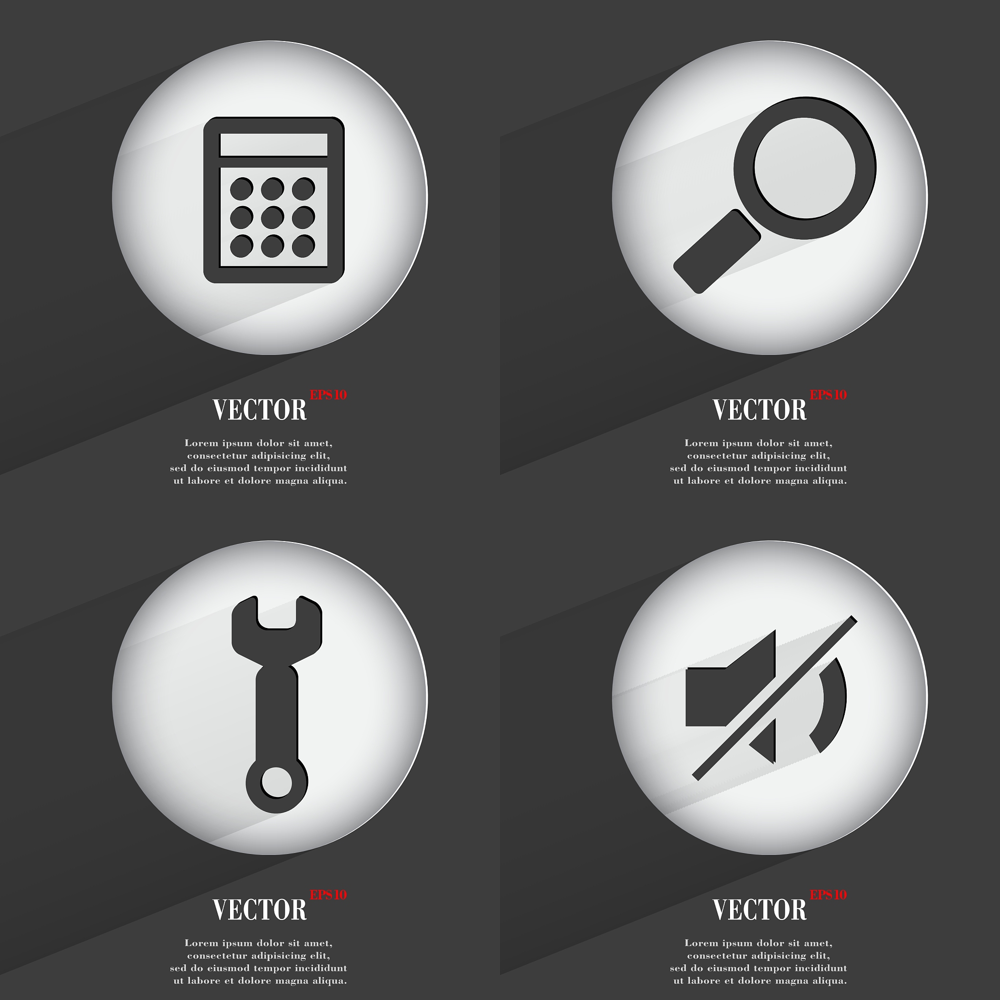 set of one-color web buttons flat design simple