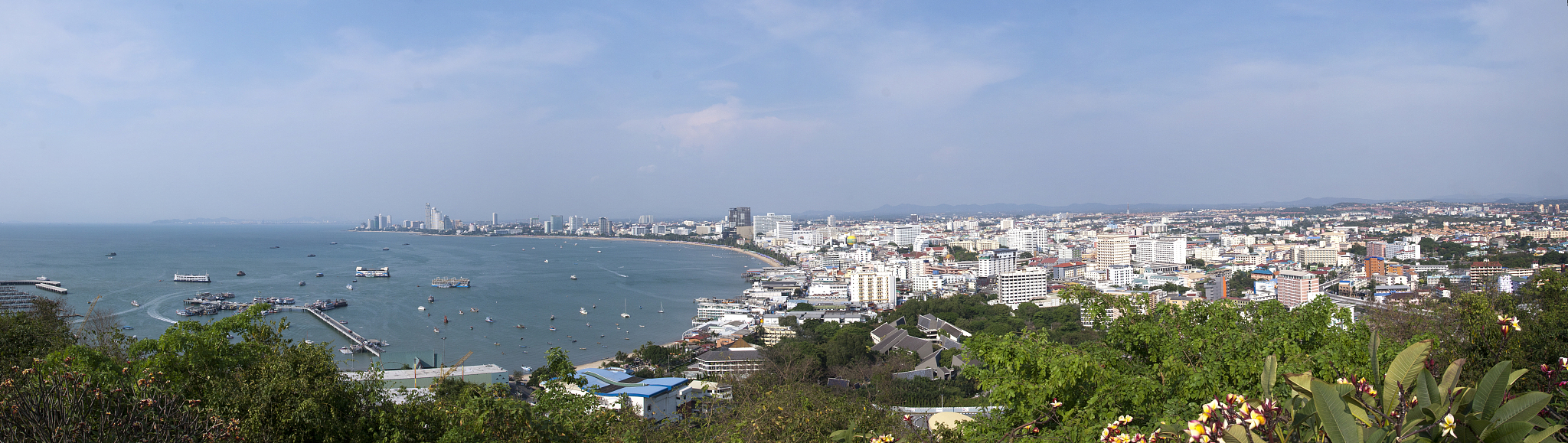 view of a bay and city pattaya, thailand