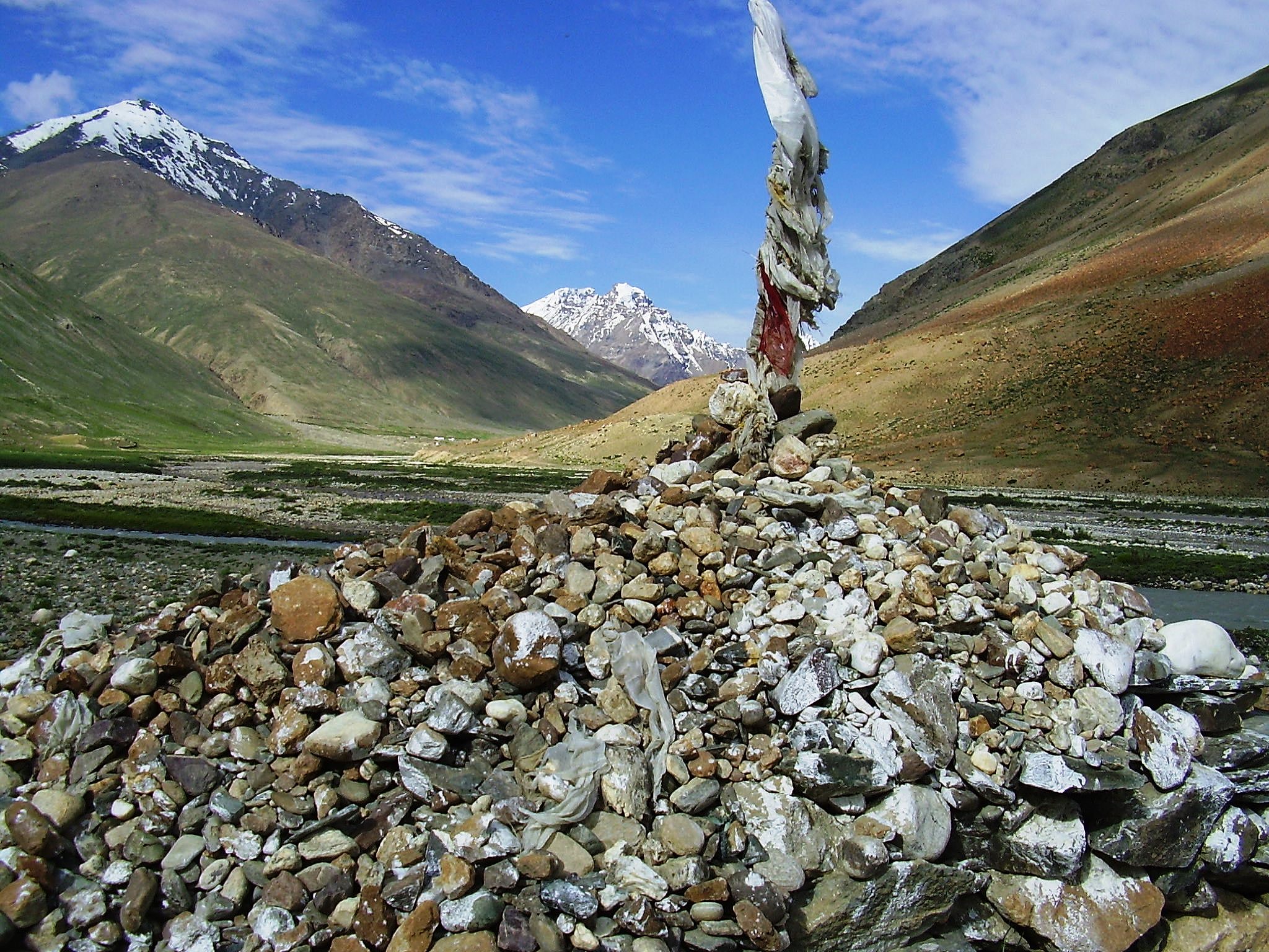 a healing cairn of stones in the himalaya