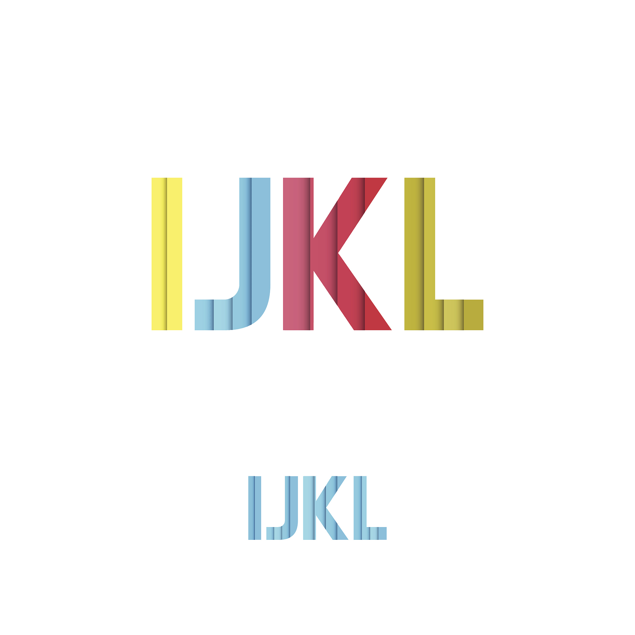 i j k l - colorful layered modern font