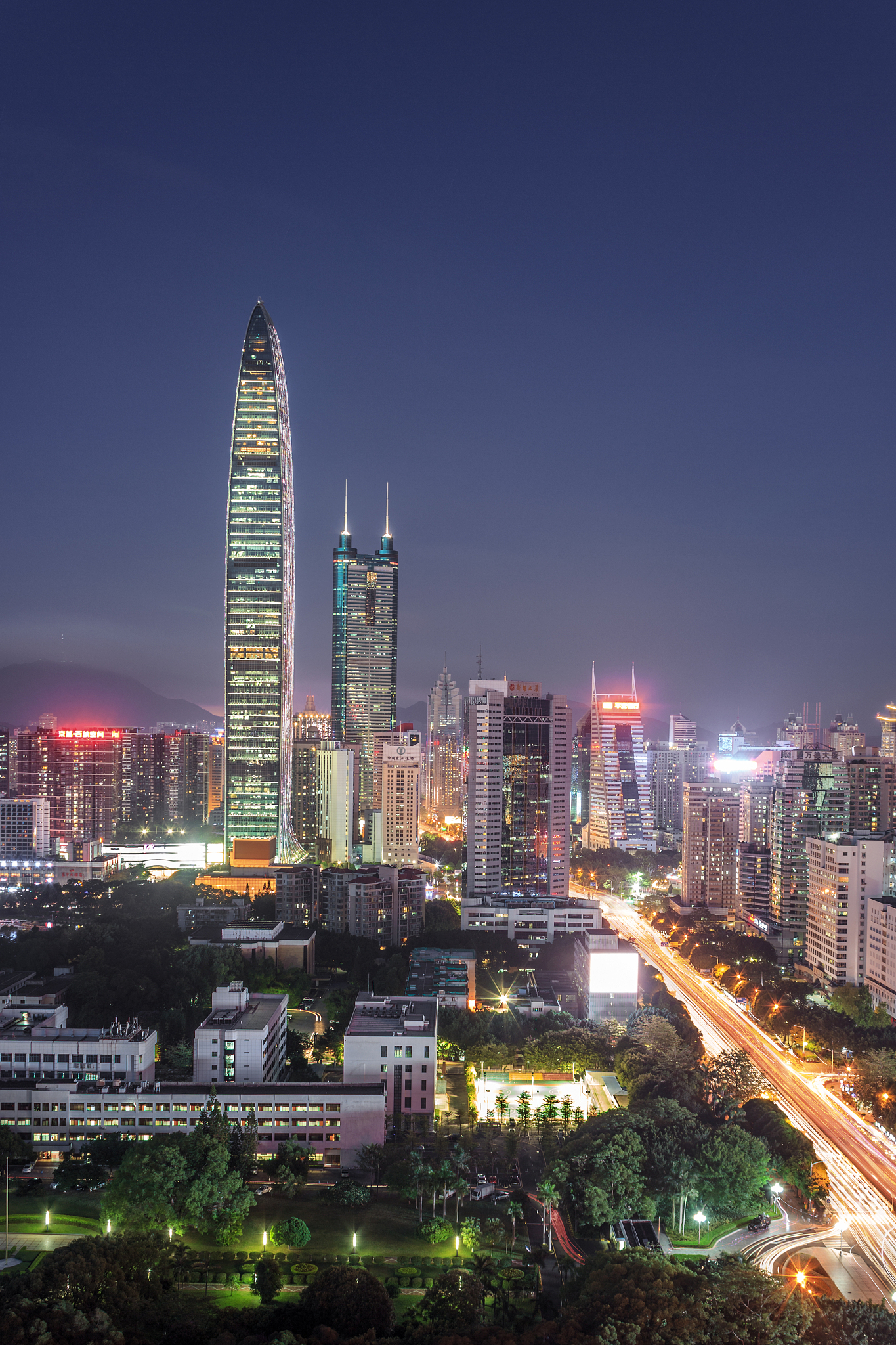 skyline of skyscrapers in downtown shenzhen