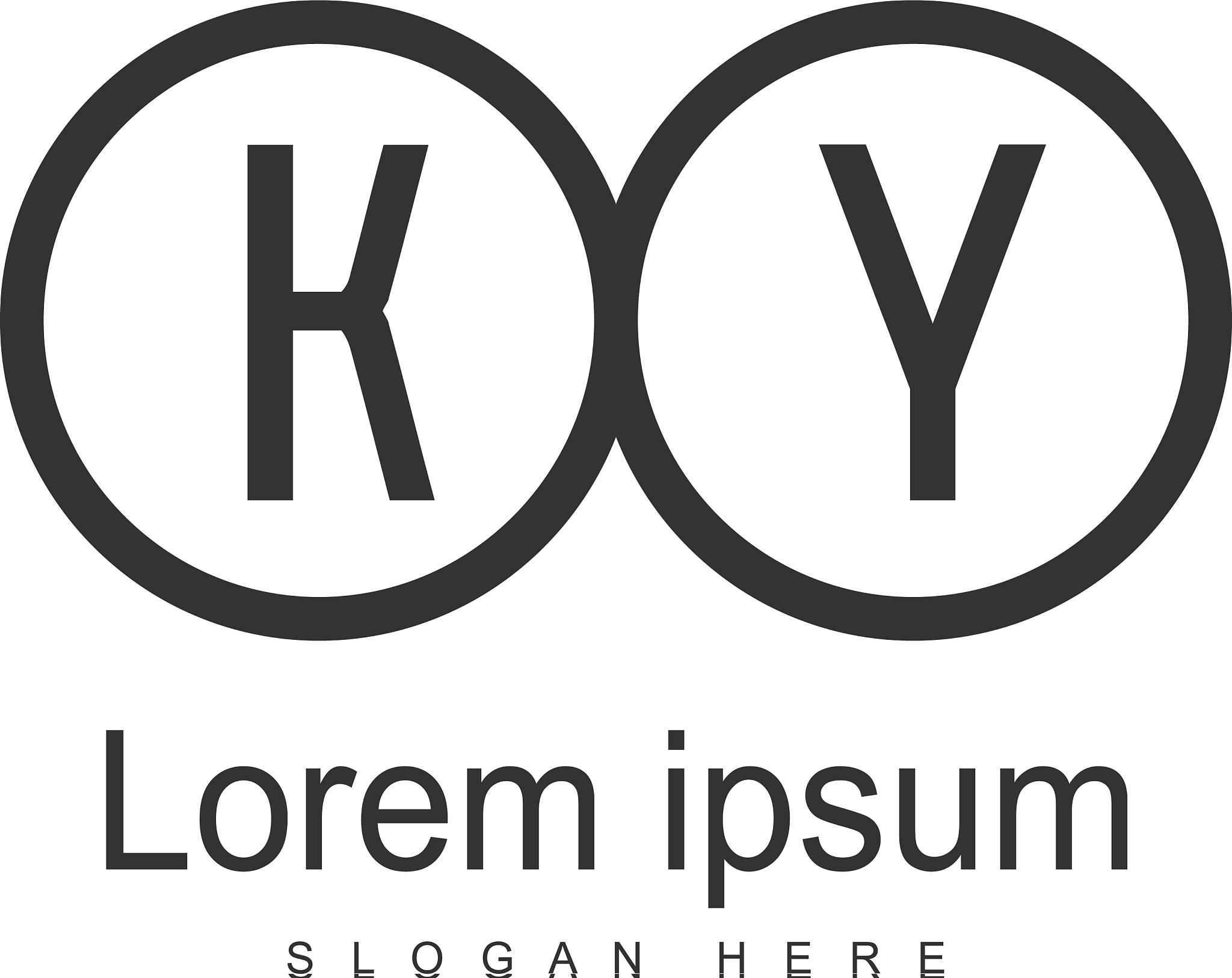 initial ky logo template with modern frame