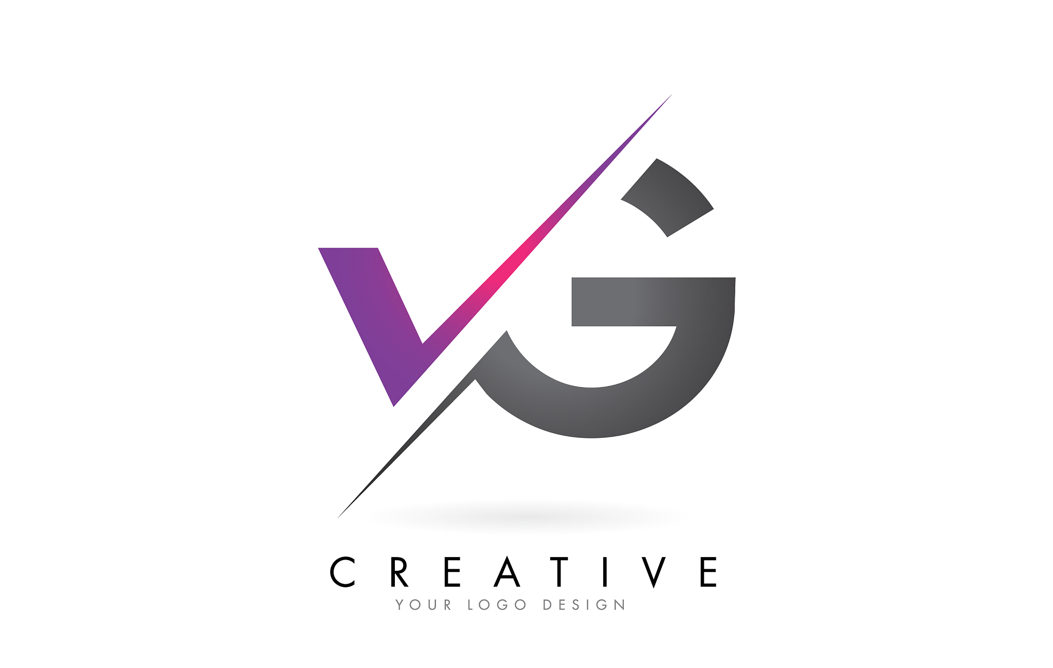 vg v g letter logo with colorblock design and