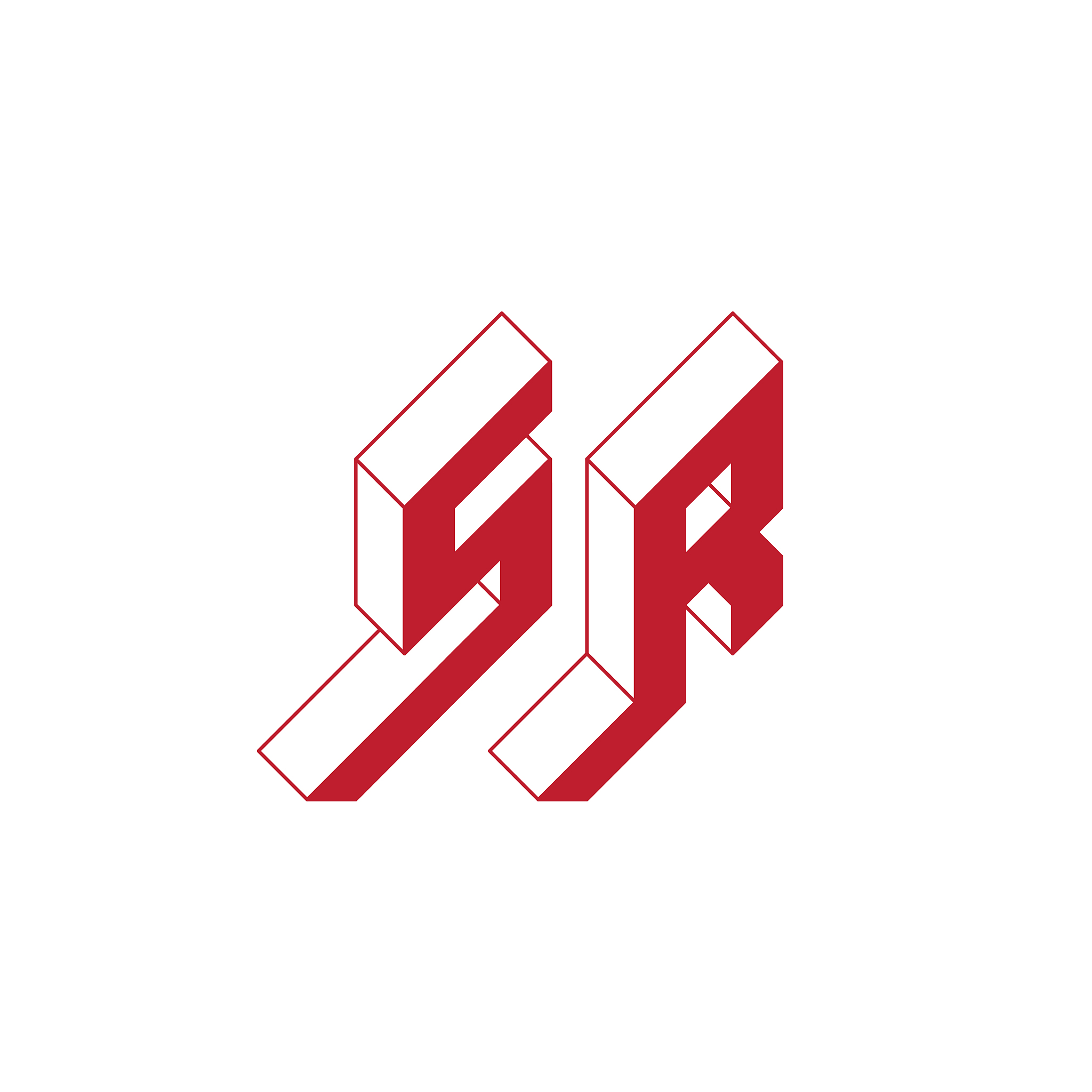 sr - monogram or logotype. isometric 3d font for design. vector 