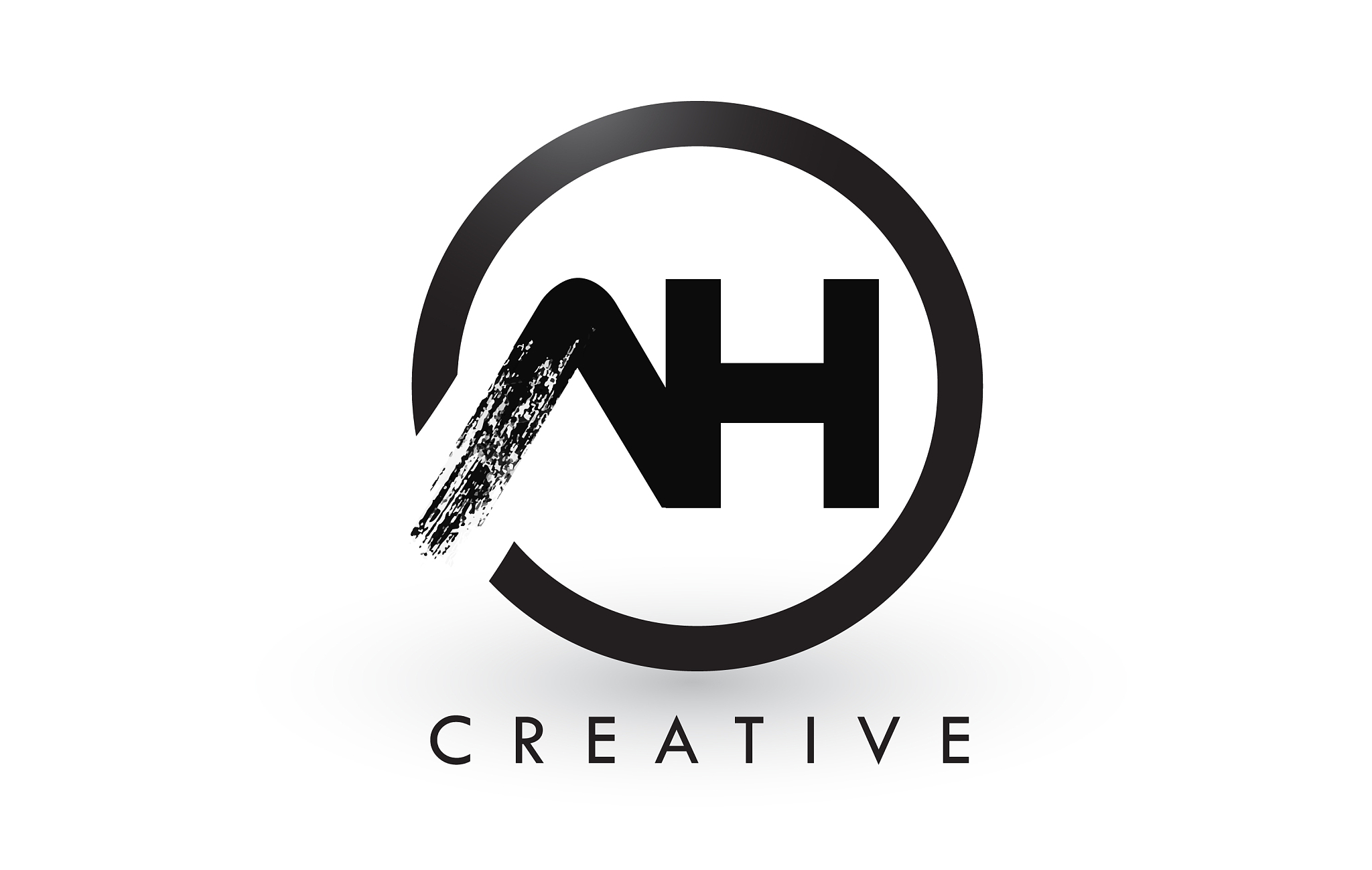 ah brush letter logo design creative brushed