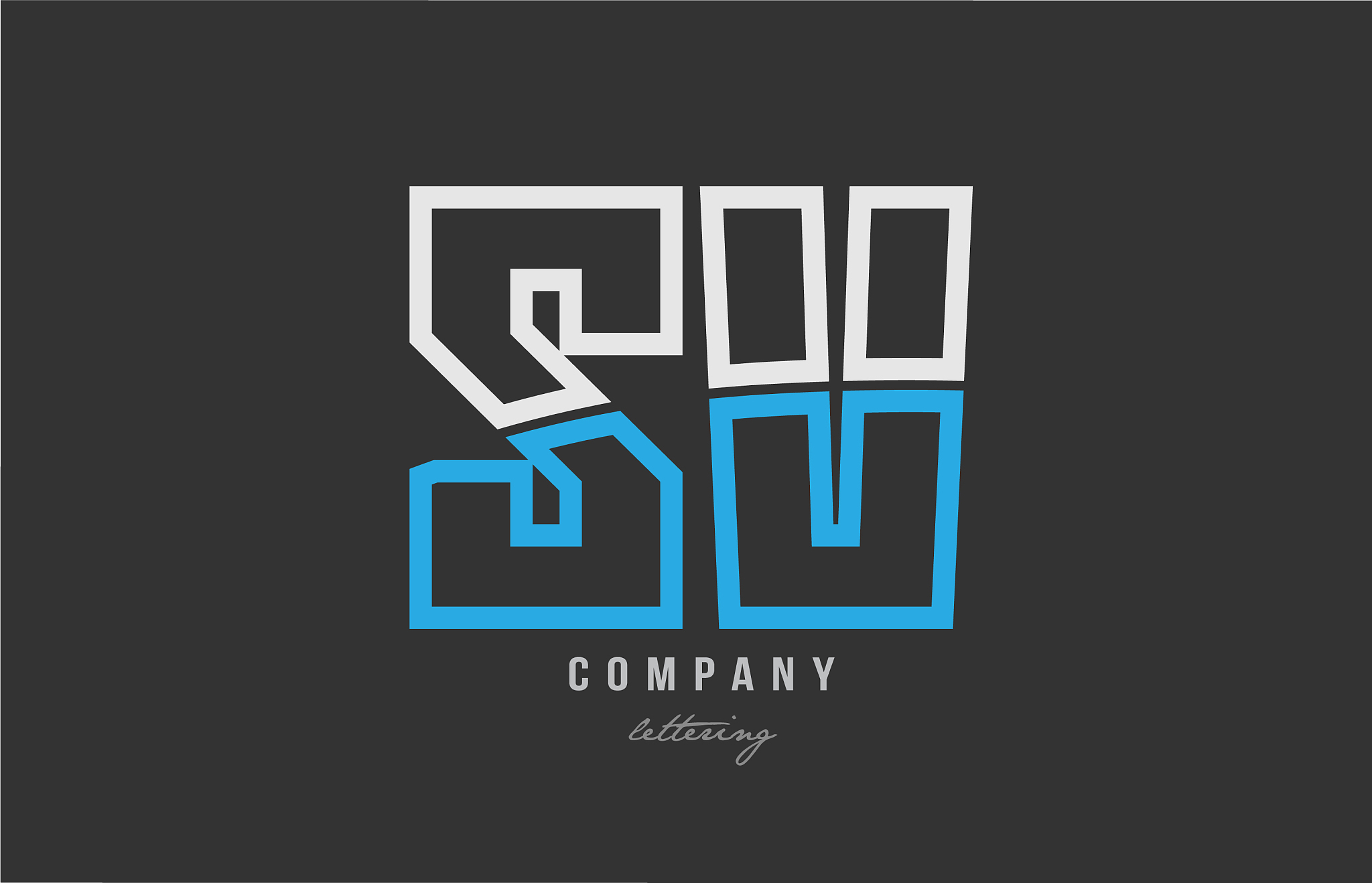 white blue alphabet letter sv s v logo icon design