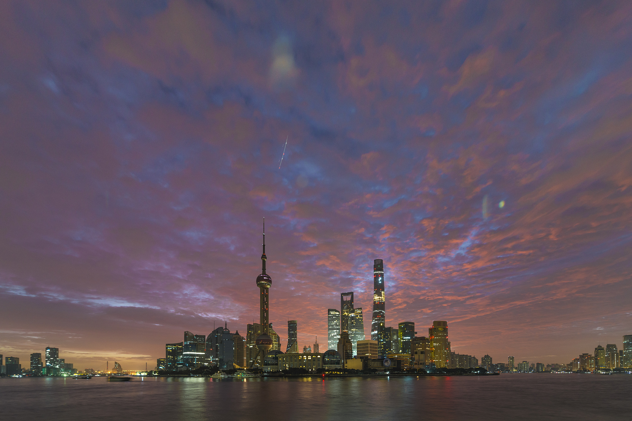 shanghai skyline at sunrise