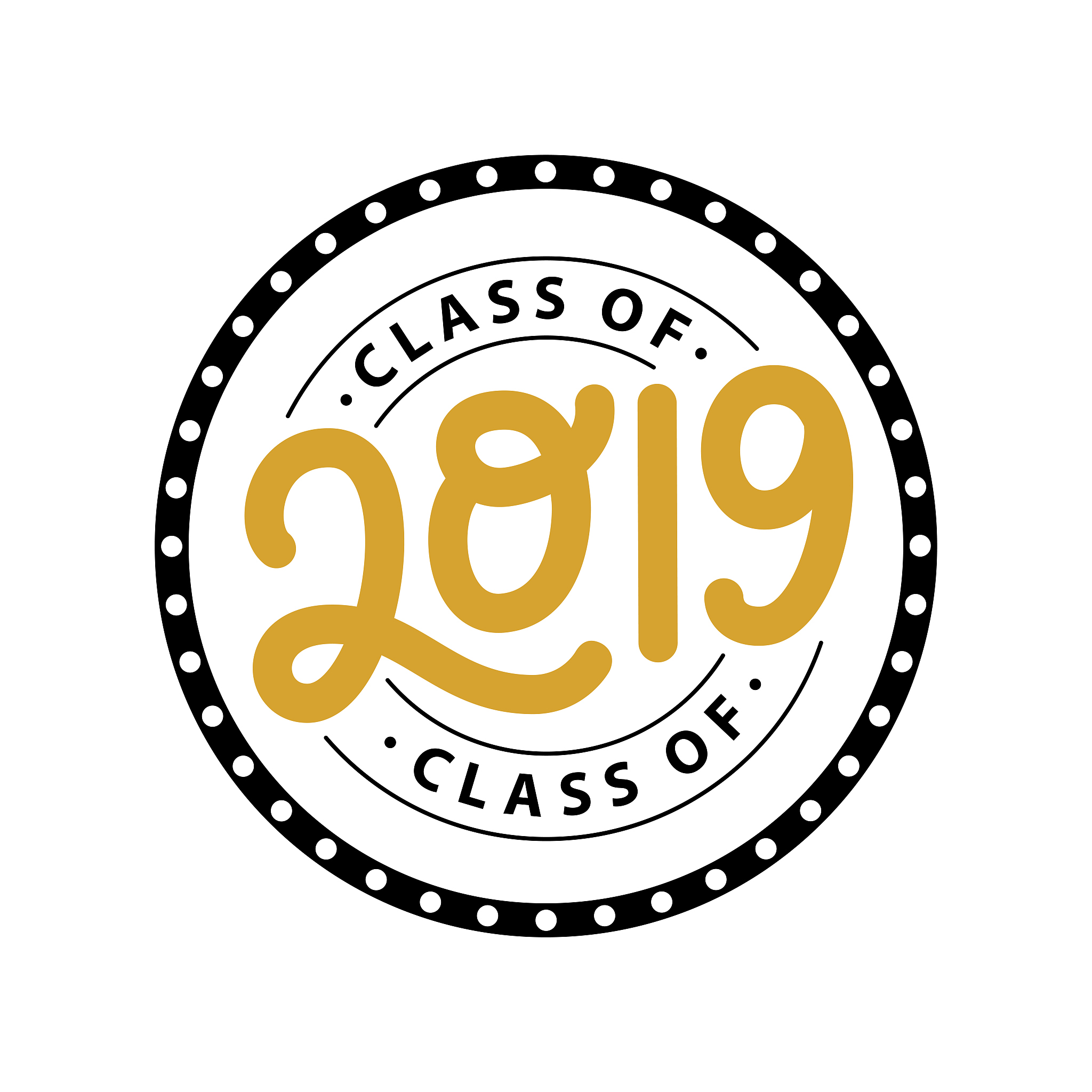 class of 2019. lettering logo stamp. graduate design yearbook. v
